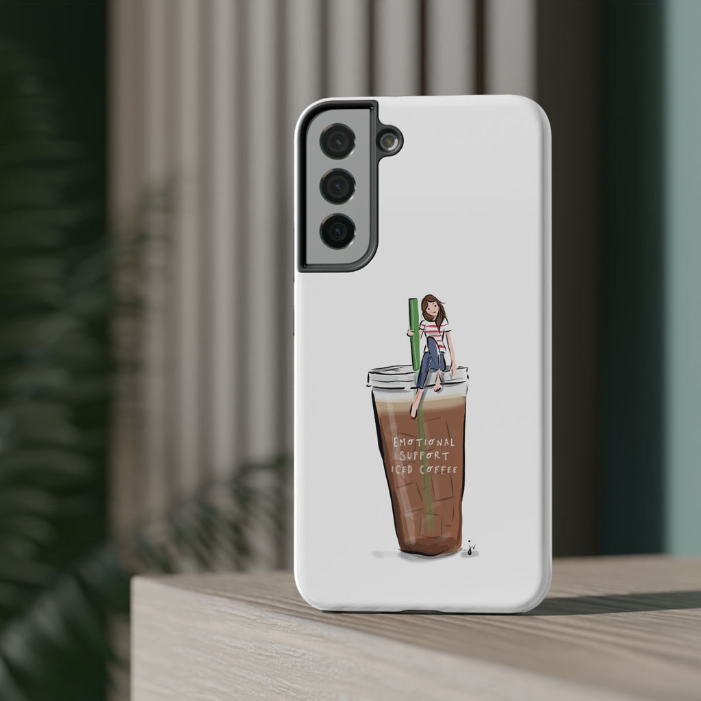 Iced Coffee & Me Phone Case — Cute Illustration 'Emotional Support Iced Coffee' Impact-Resistant Case