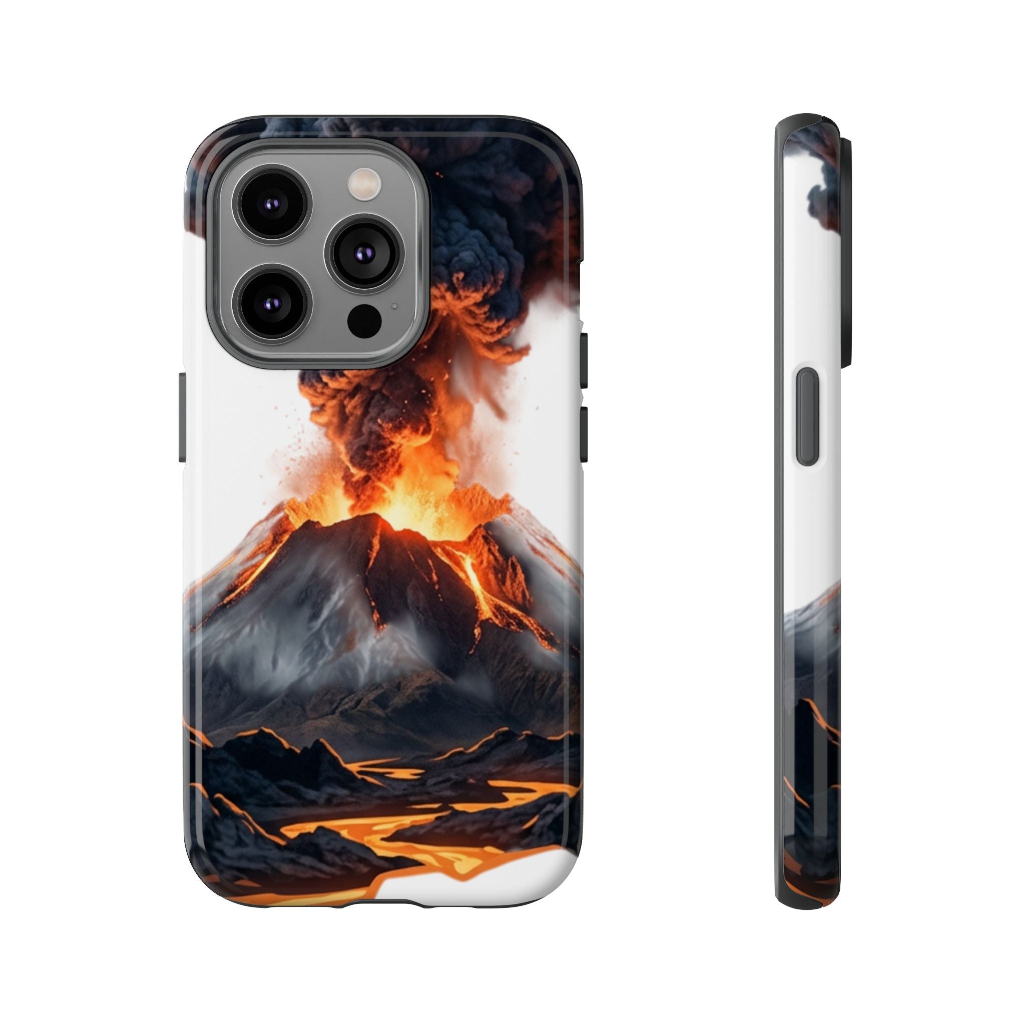 Volcano Eruption Tough Phone Case — Fiery Lava Protective Cover