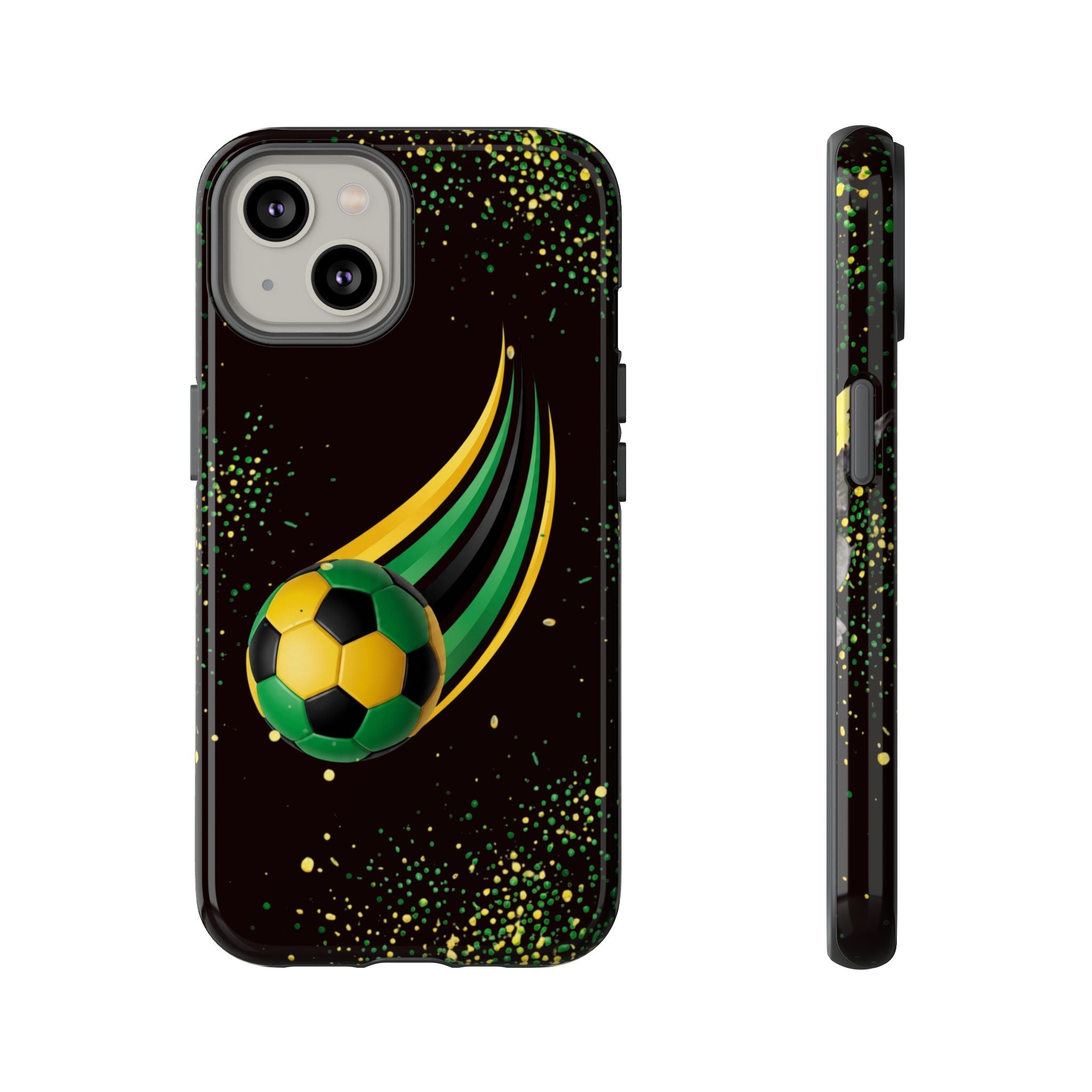 Soccer Comet Tough Phone Case – Green & Yellow Football Design