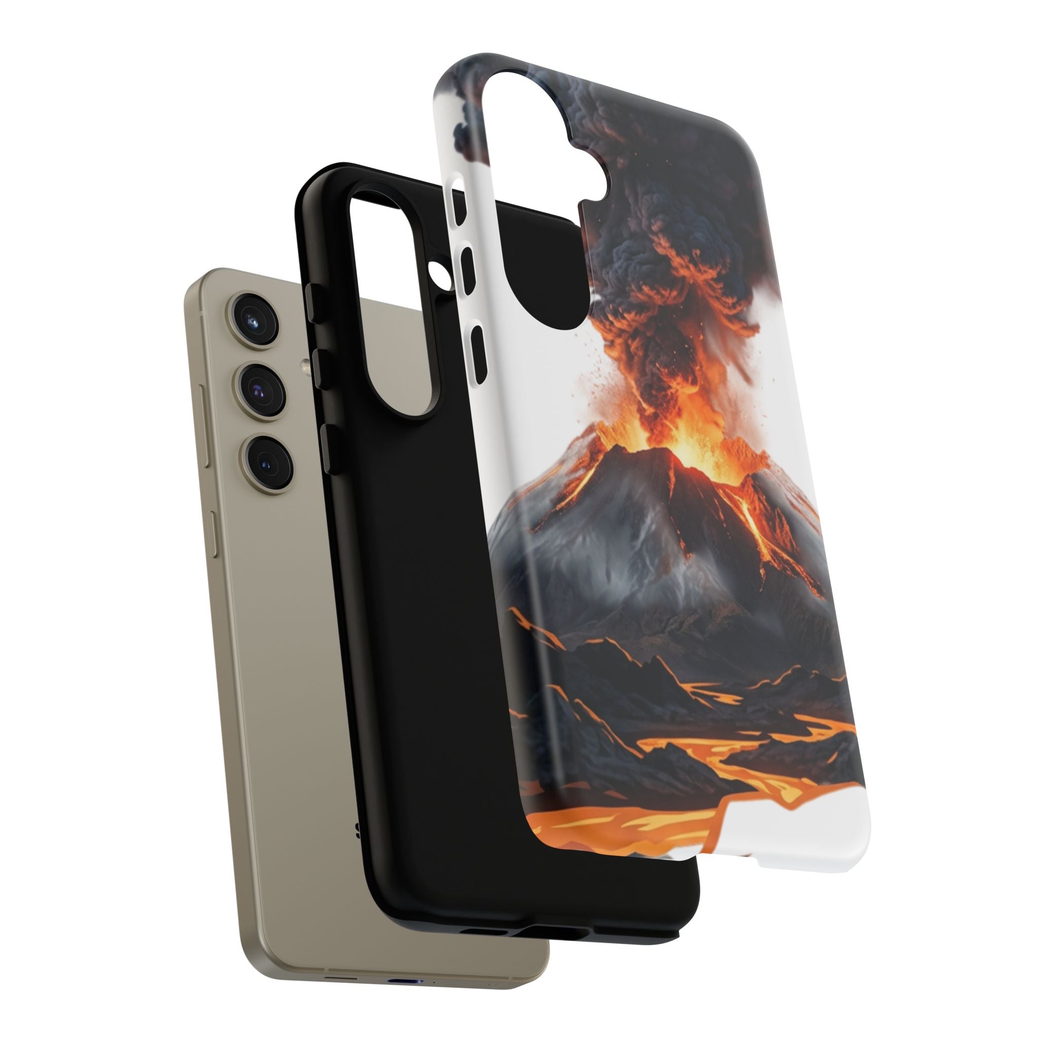 Volcano Eruption Tough Phone Case — Fiery Lava Protective Cover
