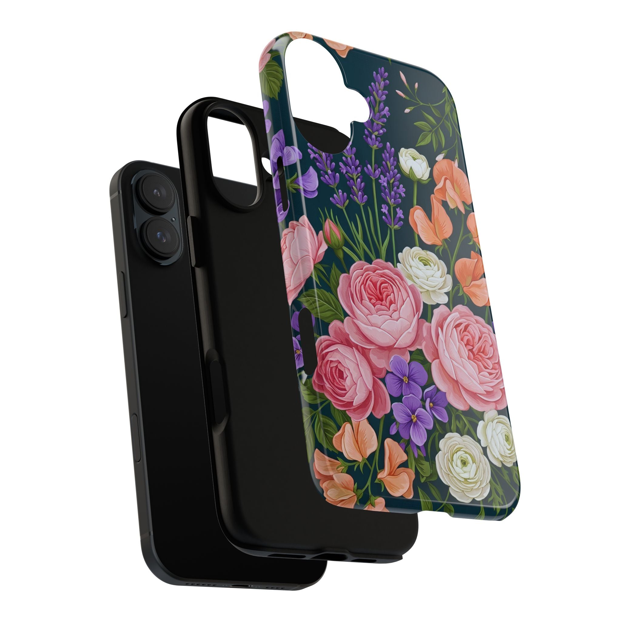 Floral Bouquet Phone Case — Vintage Roses & Lavender Protective Cover