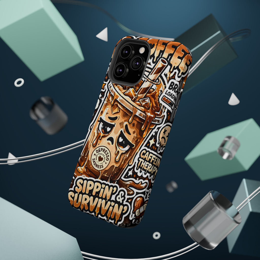 Iced Coffee Phone Case — “Sippin' & Survivin'” Magnetic Impact-Resistant Case