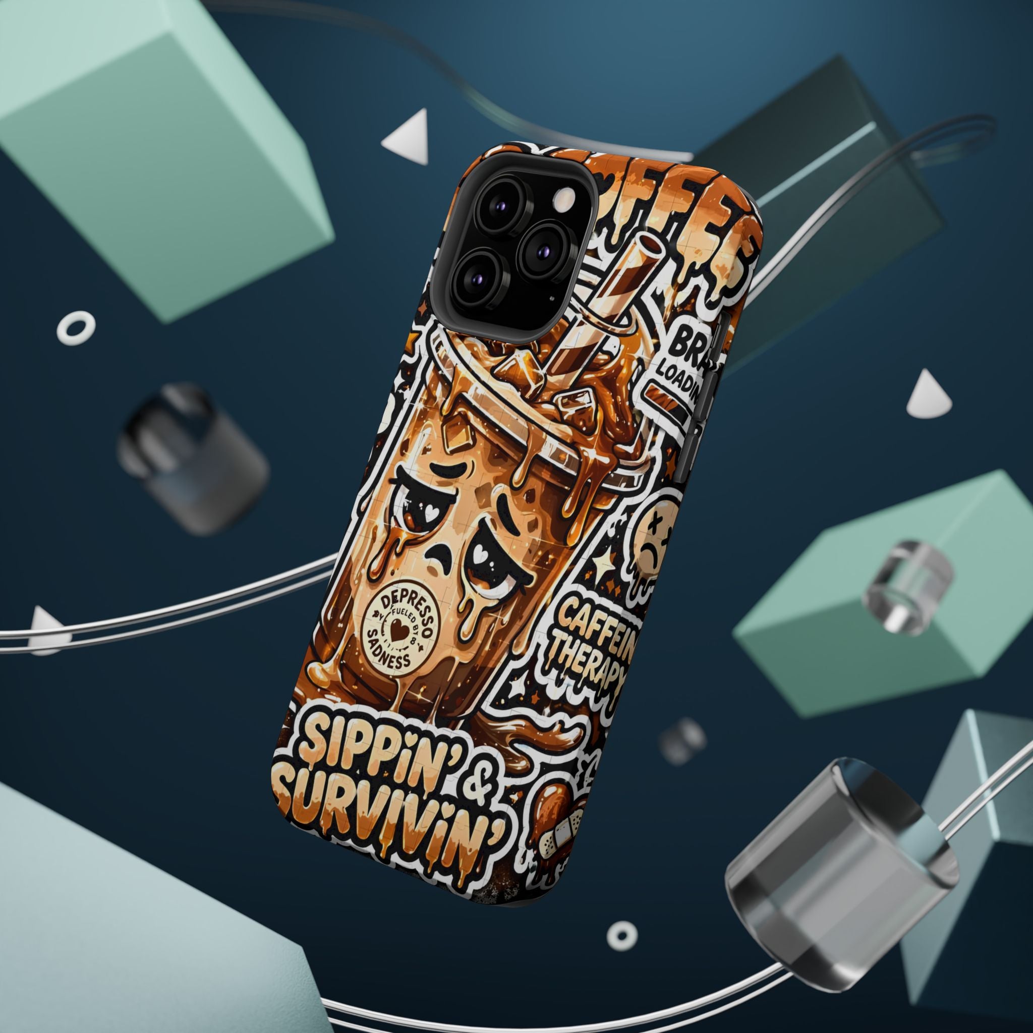 Iced Coffee Phone Case — “Sippin' & Survivin'” Magnetic Impact-Resistant Case