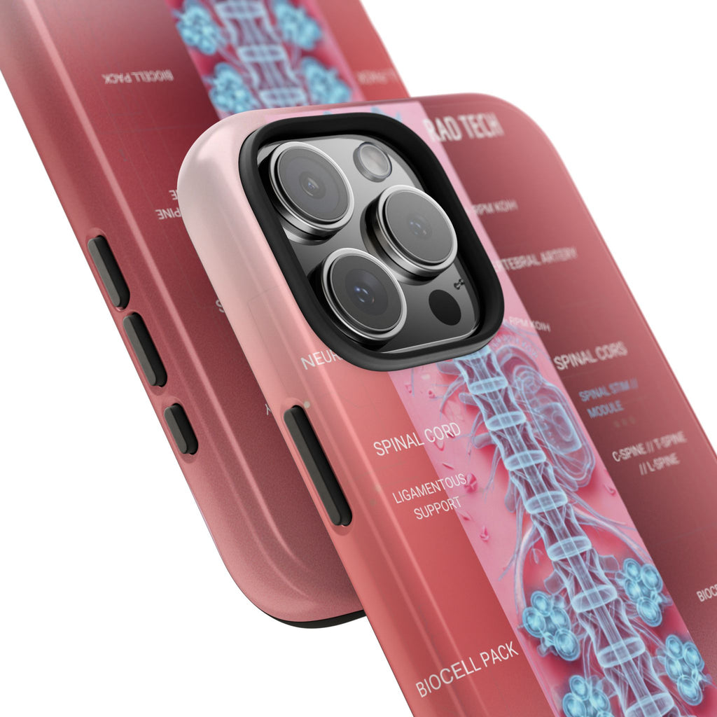 Anatomical Spine Tough Phone Case — Medical X-Ray Design, ‘Spinal Cord’ Labelled