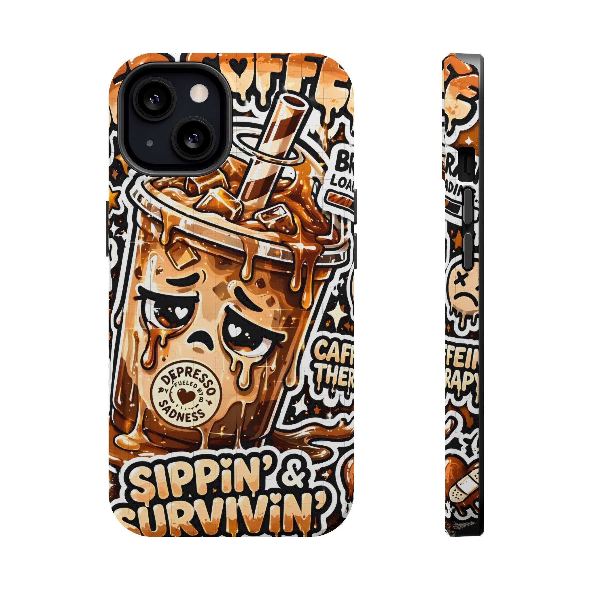 Iced Coffee Phone Case — “Sippin' & Survivin'” Magnetic Impact-Resistant Case