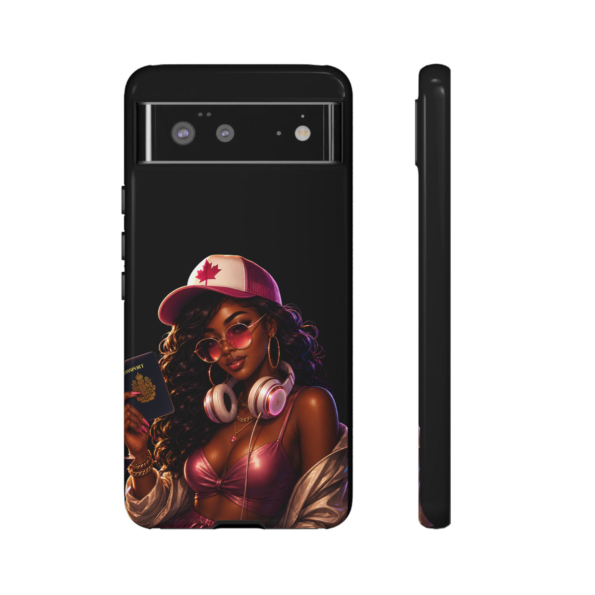 Phone Case - Cool Urban Woman with Headphones & Maple Hat