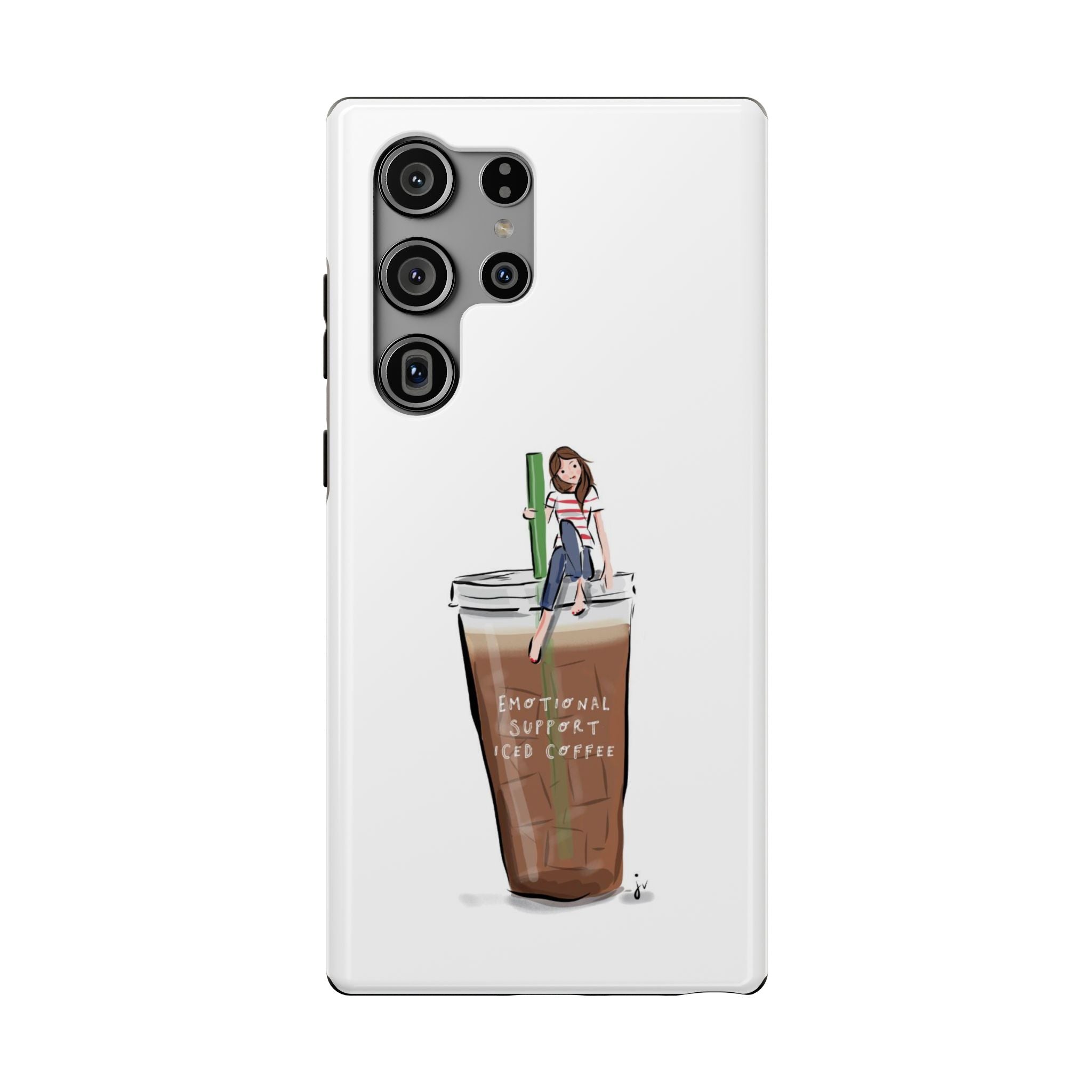 Iced Coffee & Me Phone Case — Cute Illustration 'Emotional Support Iced Coffee' Impact-Resistant Case