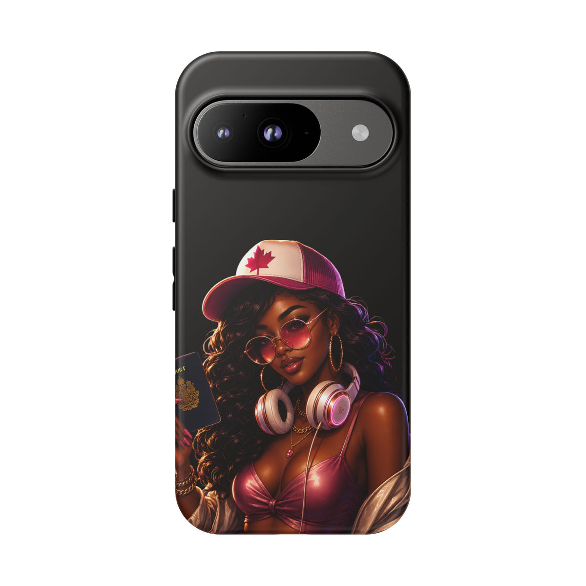 Phone Case - Cool Urban Woman with Headphones & Maple Hat
