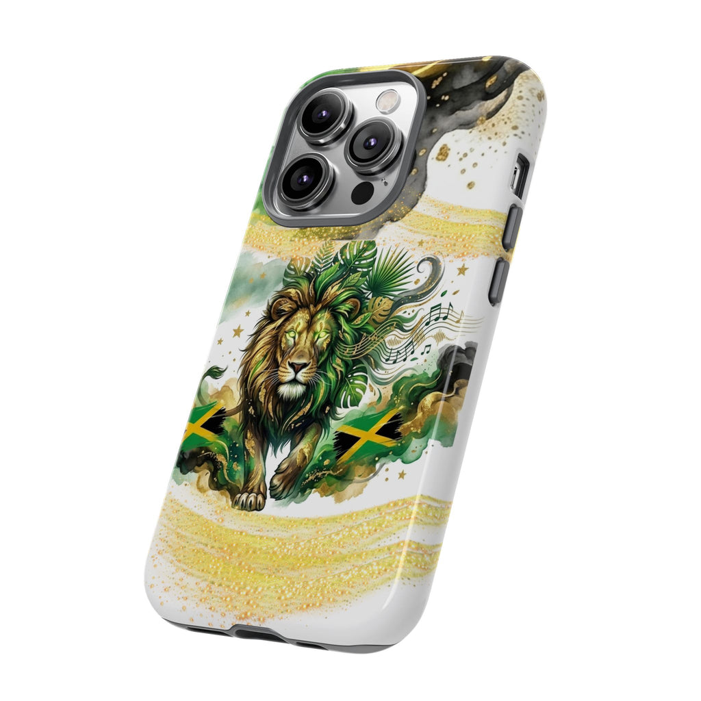 Reggae Lion Phone Case — Jamaican Flag Rasta Art Tough Phone Cover