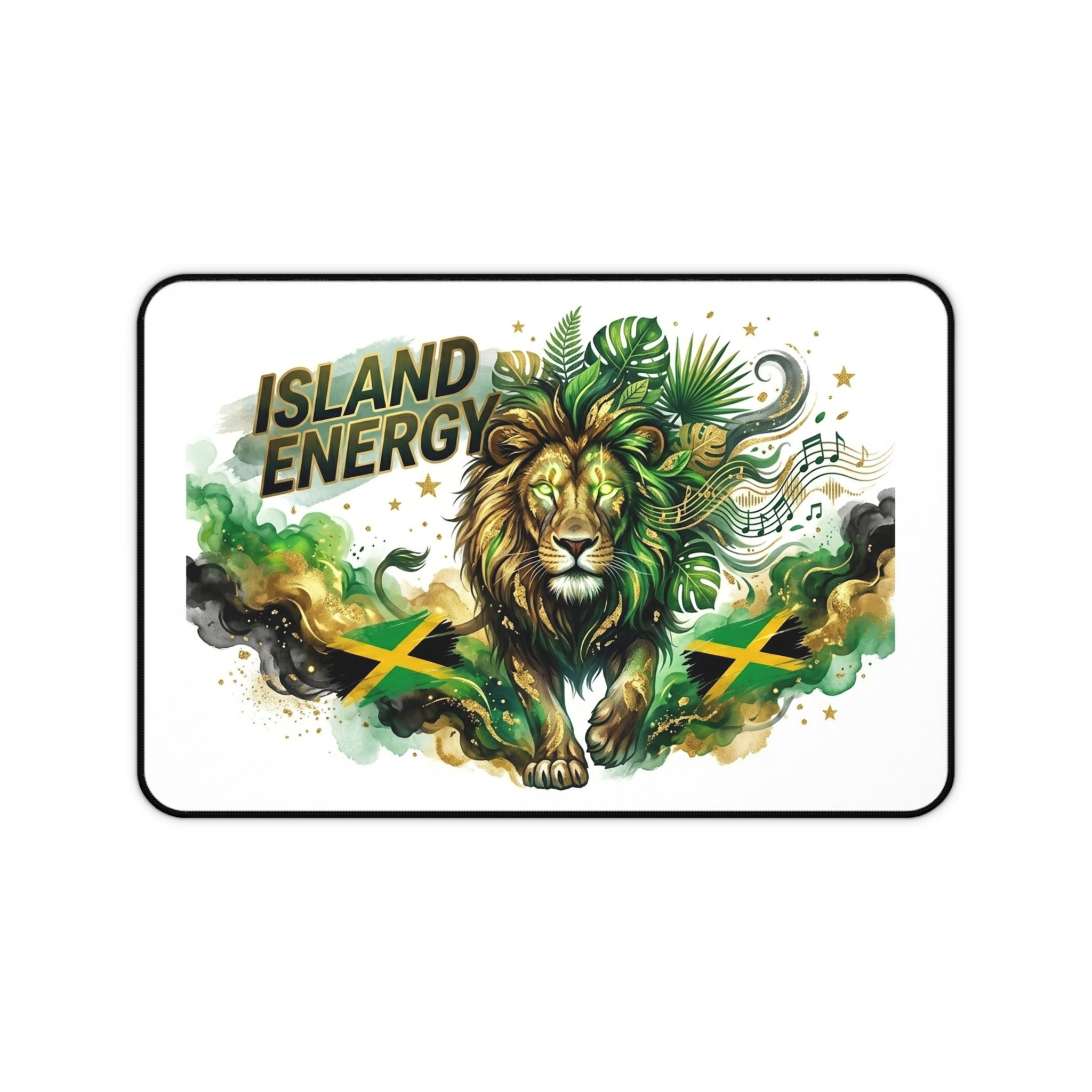 Island Energy Desk Mat — Jamaican Lion Gaming/Office Mouse Pad