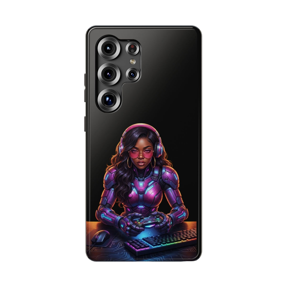 Gamer Girl Cyber Armor Phone Case — Impact‑Resistant Protective Cover