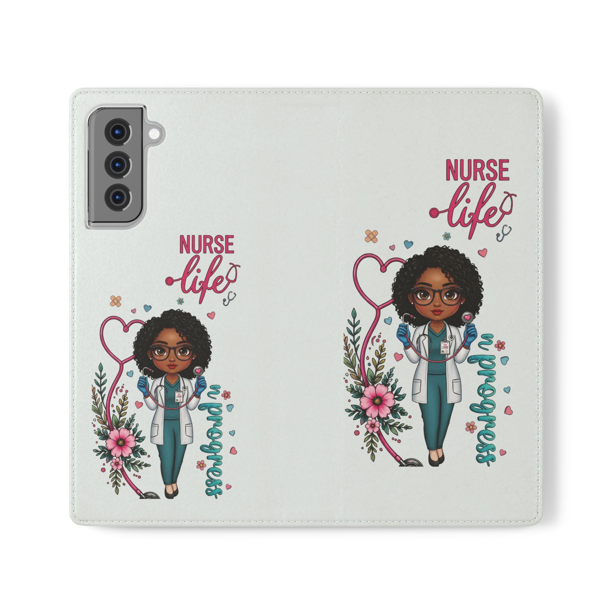 Nurse Life Floral Flip Phone Case - Medical RN Wallet Cover