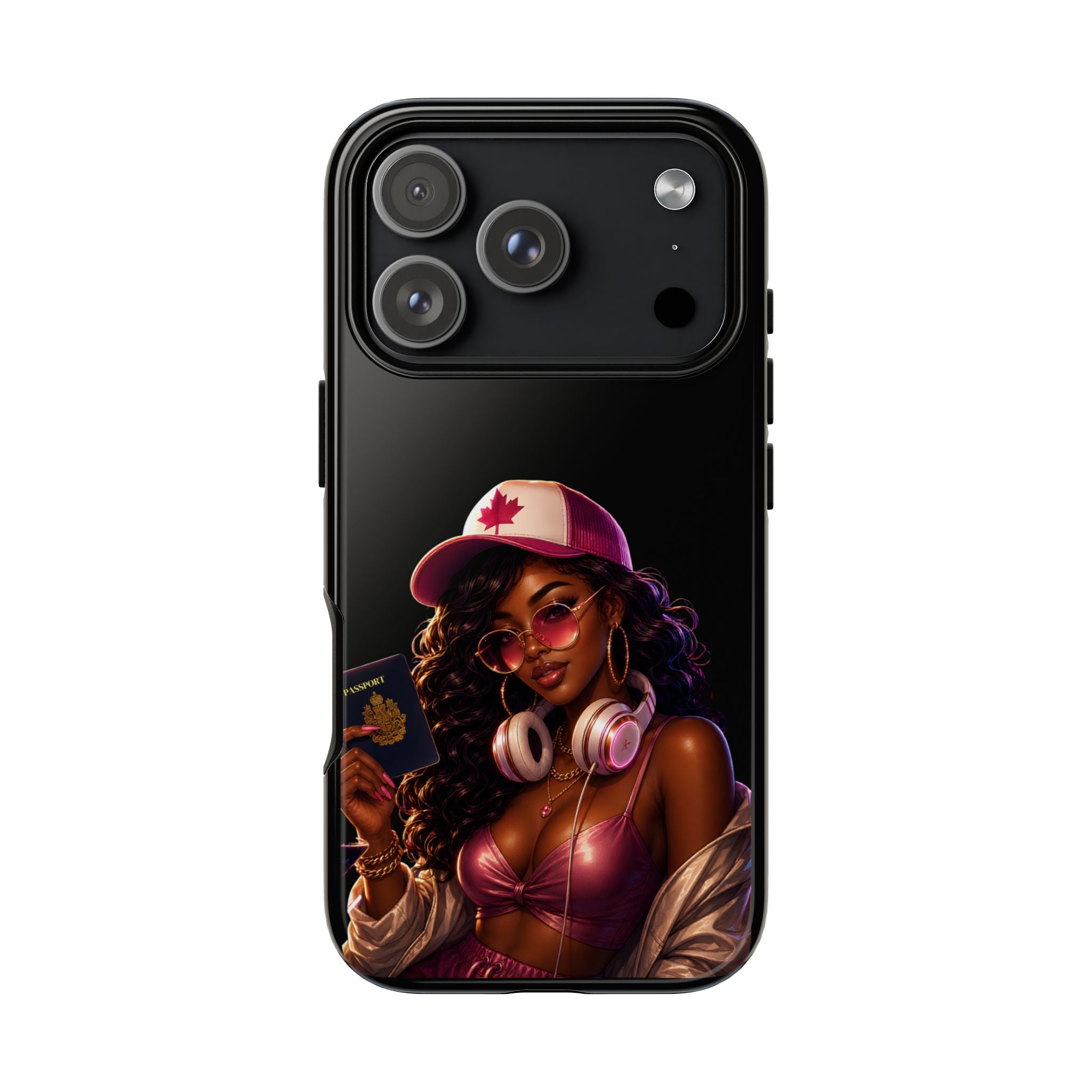 Phone Case — Stylish Urban Woman Design with Maple Cap