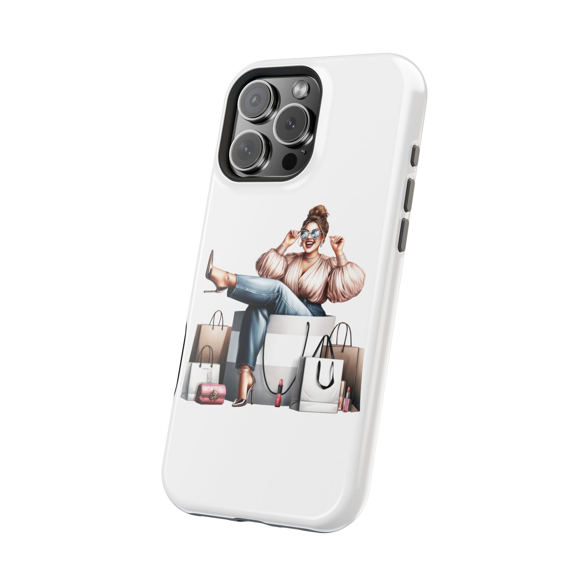 Magnetic Impact-Resistant Case — Luxury Shopper Goddess on Clouds Phone Cover
