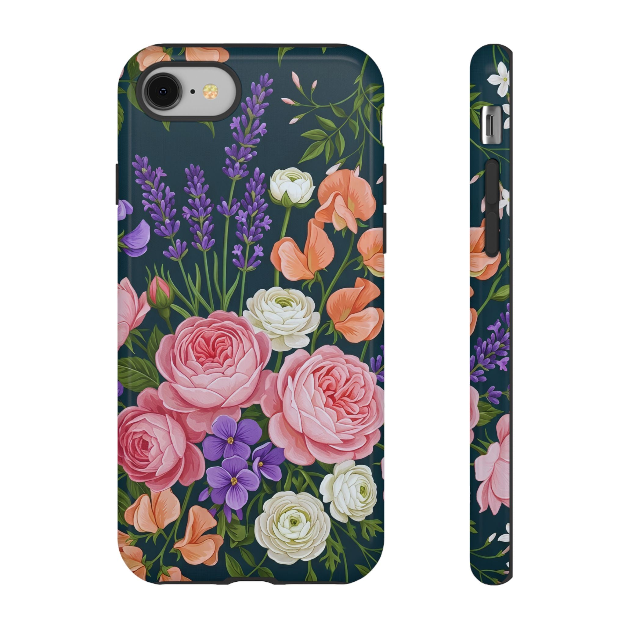 Floral Bouquet Phone Case — Vintage Roses & Lavender Protective Cover