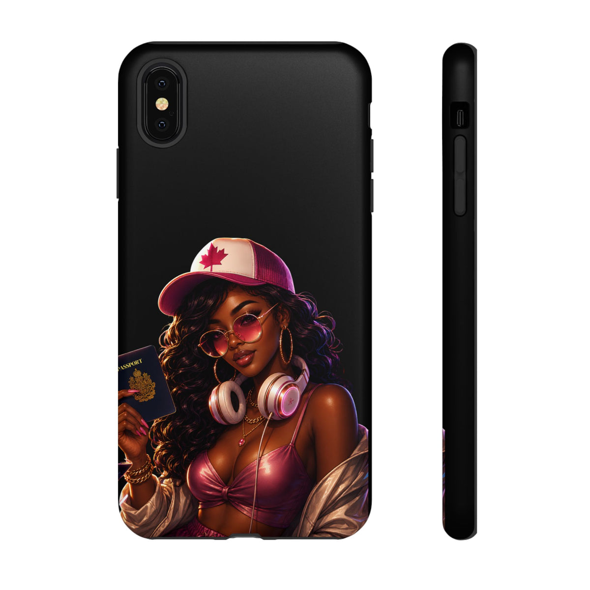 Phone Case - Cool Urban Woman with Headphones & Maple Hat
