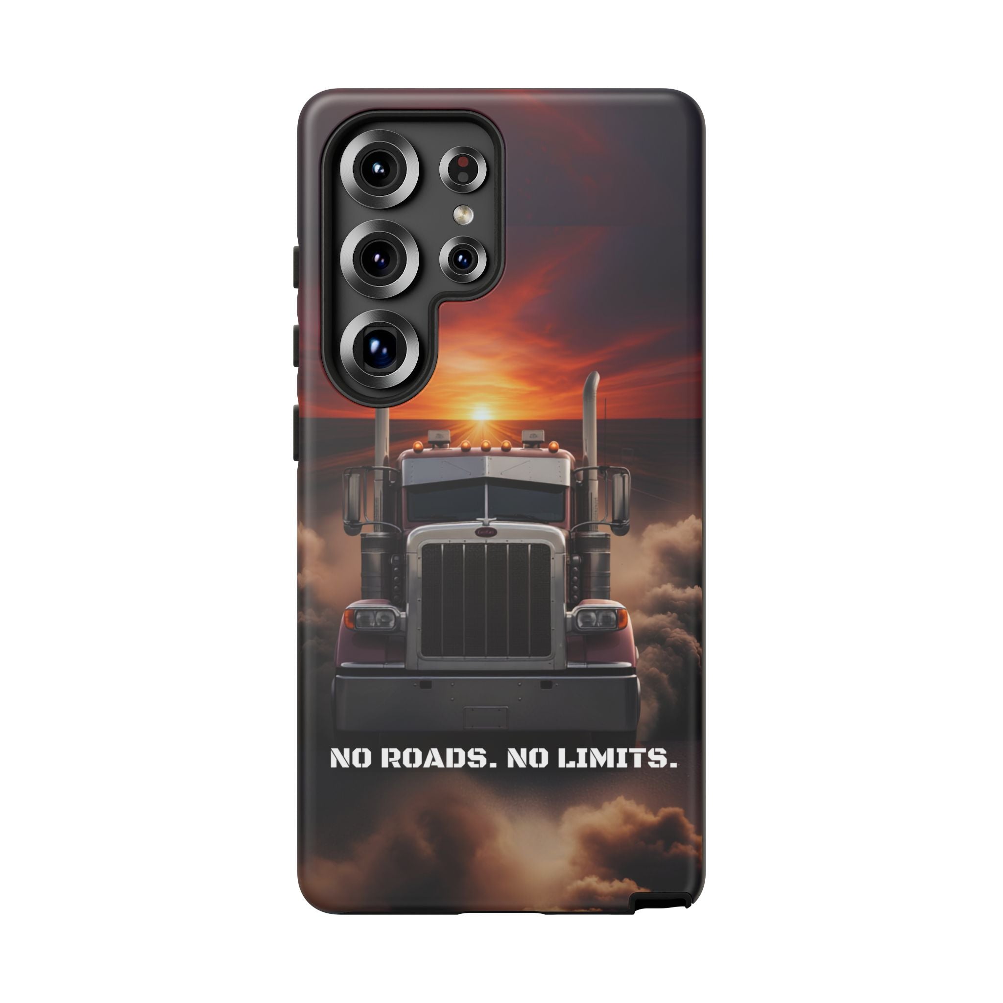 Truck Phone Case — "No Roads. No Limits." Sunset Semi Truck Protective Case