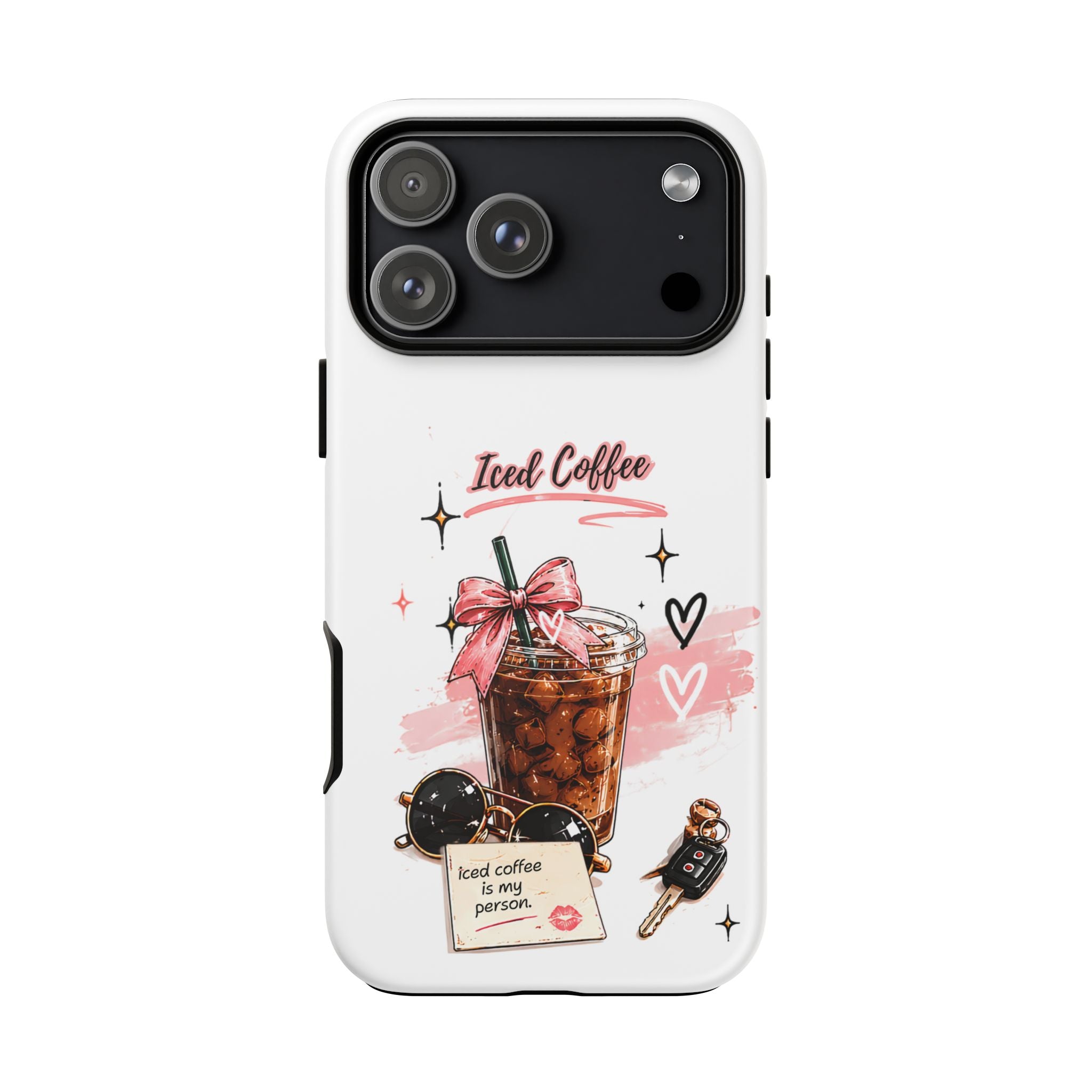 Iced Coffee Phone Case – Cute Pink Boba Design ("Iced coffee is my person")