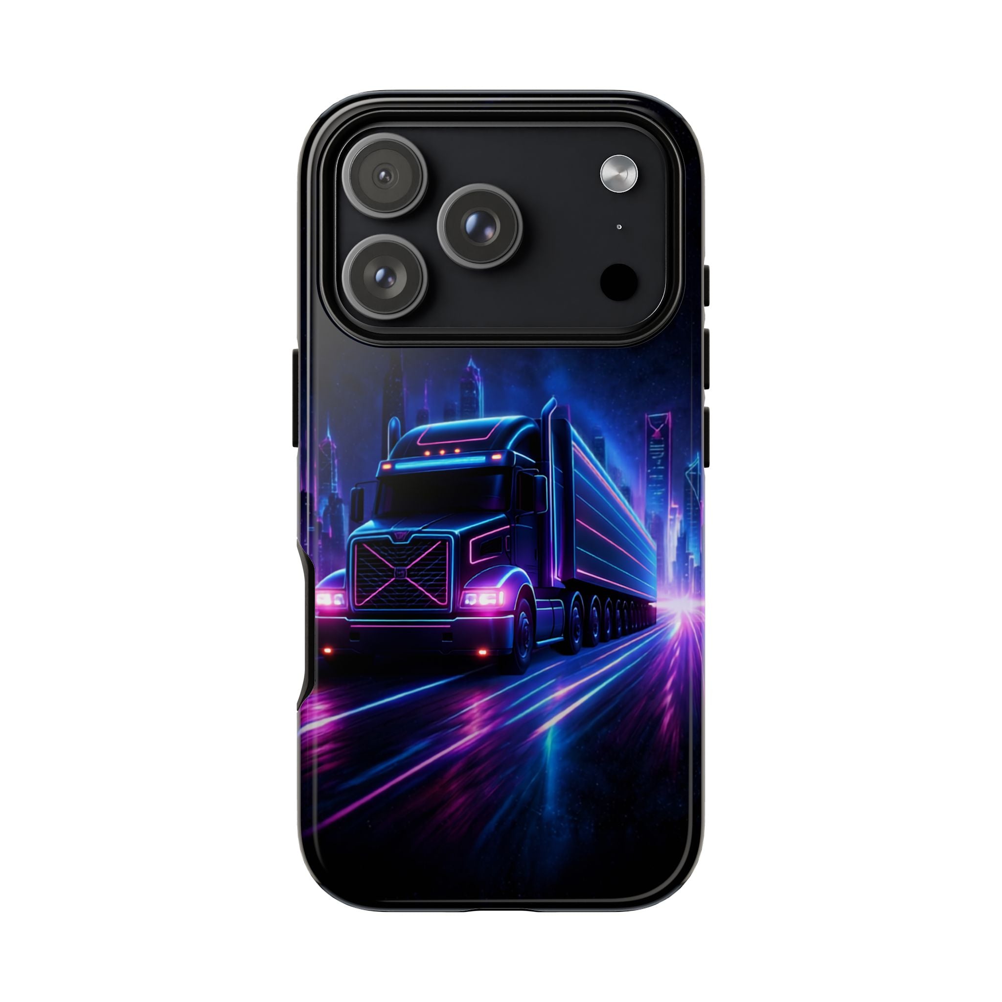 Neon Retro Rig Phone Case — Trucker Semi Truck Nightscape Protective Case