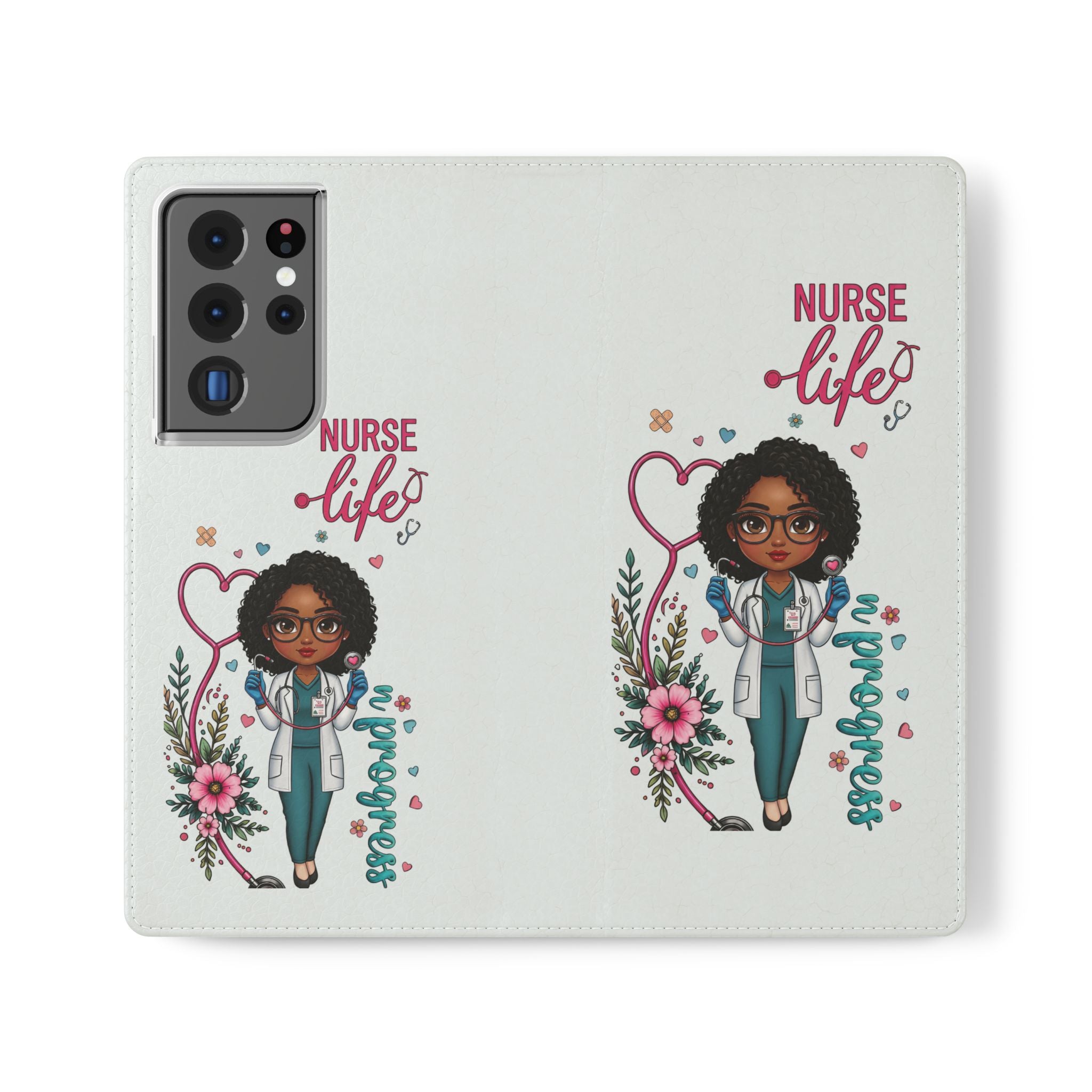 Nurse Life Floral Flip Phone Case - Medical RN Wallet Cover