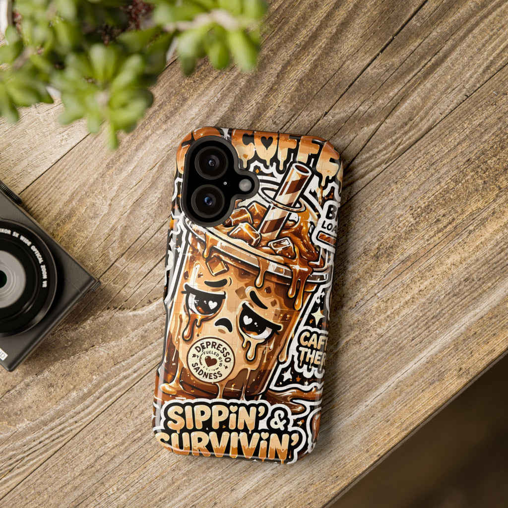 Iced Coffee Phone Case — “Sippin' & Survivin'” Magnetic Impact-Resistant Case