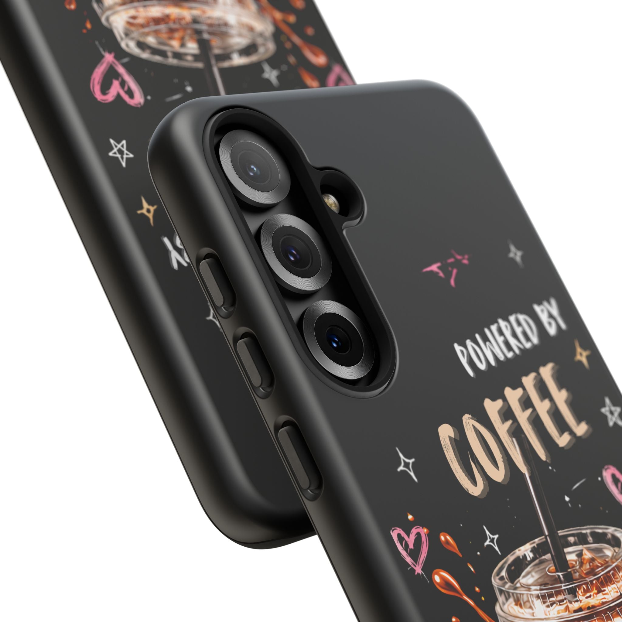 Phone Case — "Powered by Coffee & Chaos" Iced Coffee Protective Cover