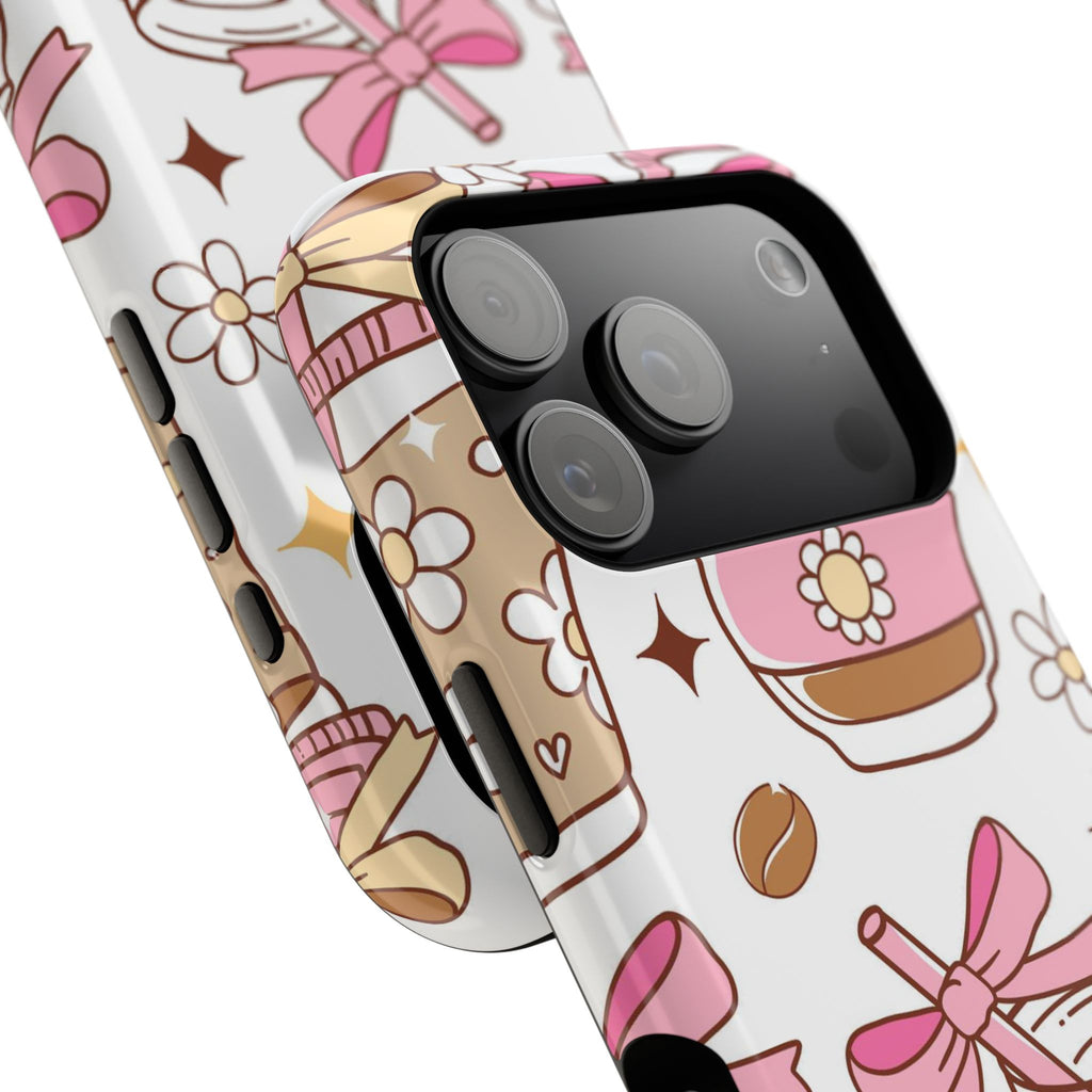 Cute Pink Coffee & Latte Pattern Impact Phone Case