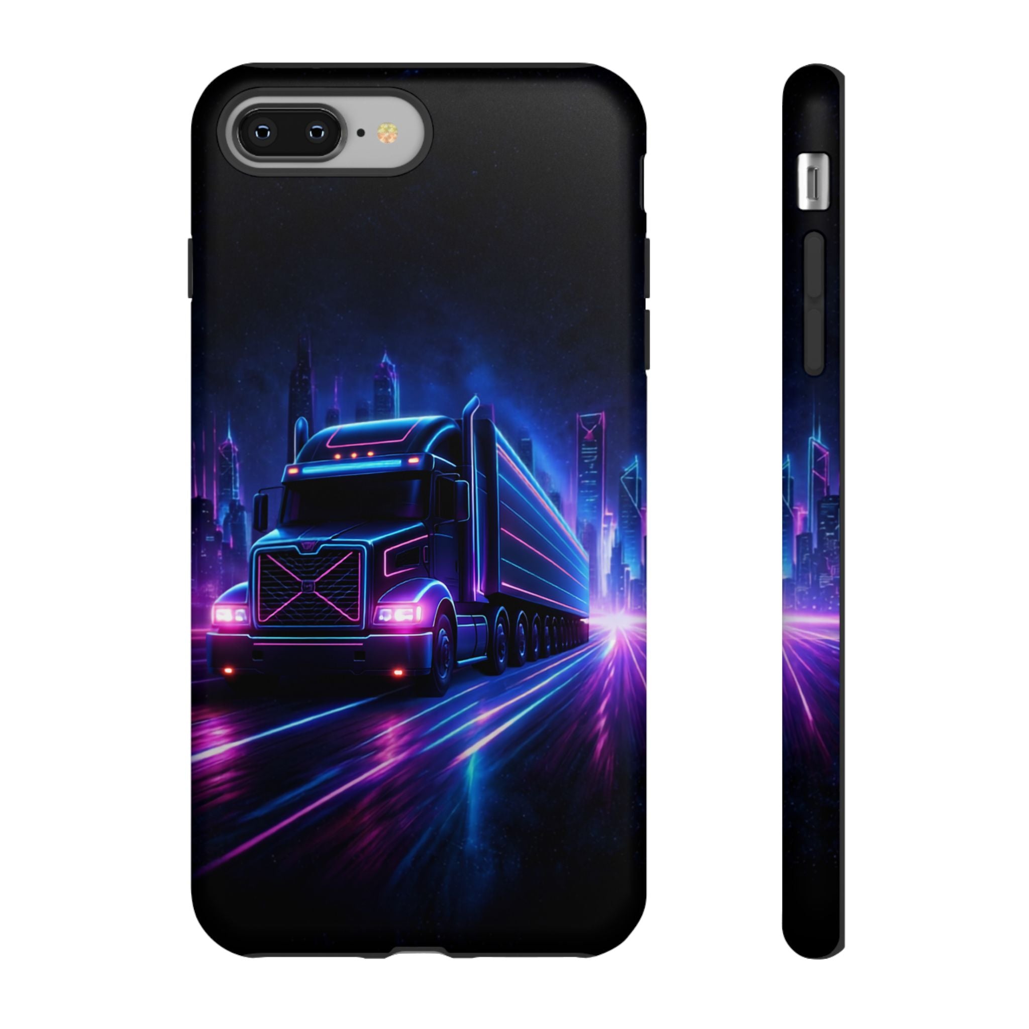 Neon Retro Rig Phone Case — Trucker Semi Truck Nightscape Protective Case