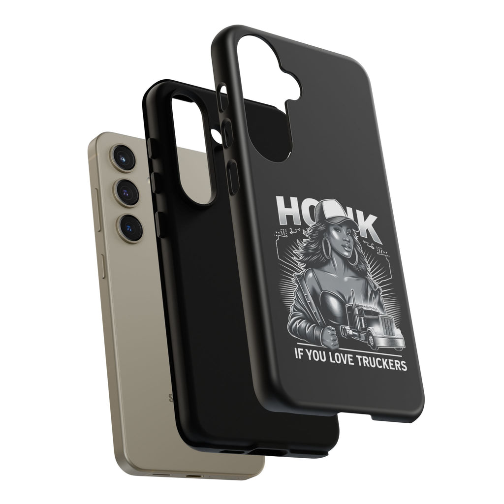 Phone Case — 'Honk' Trucker Girl Retro Semi Truck Protective Case
