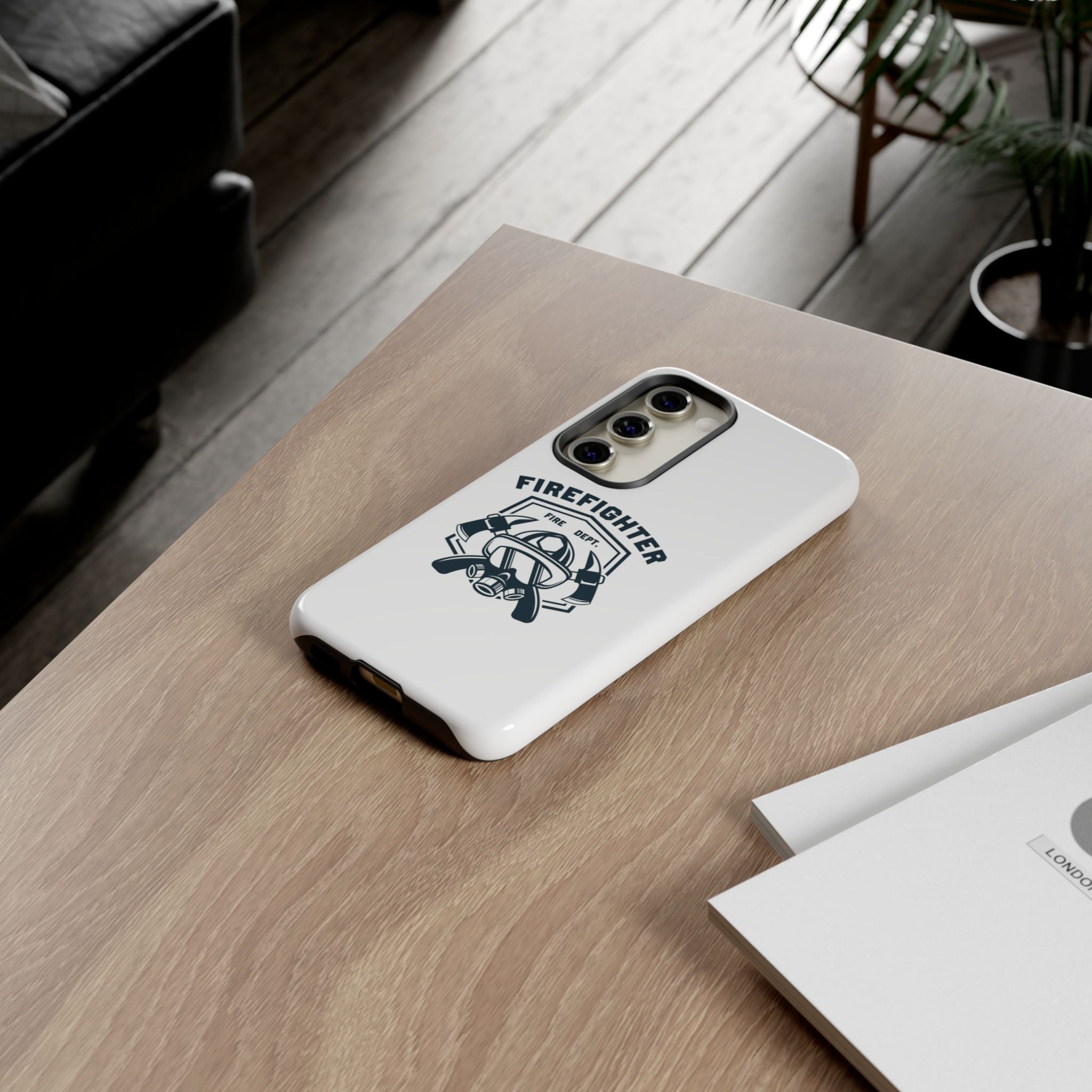 Firefighter Tough Phone Case — Fire Dept Helmet & Axes Protective Cover