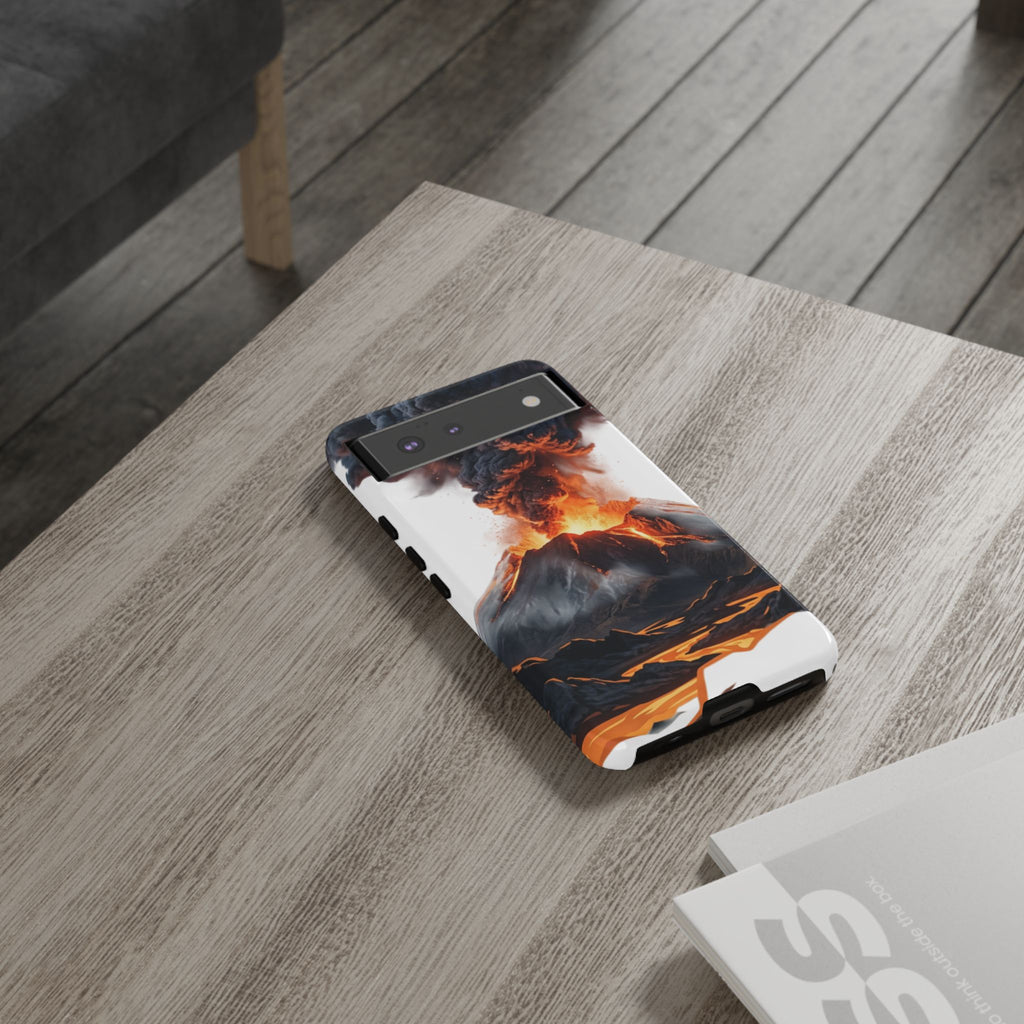 Volcano Eruption Tough Phone Case — Fiery Lava Protective Cover