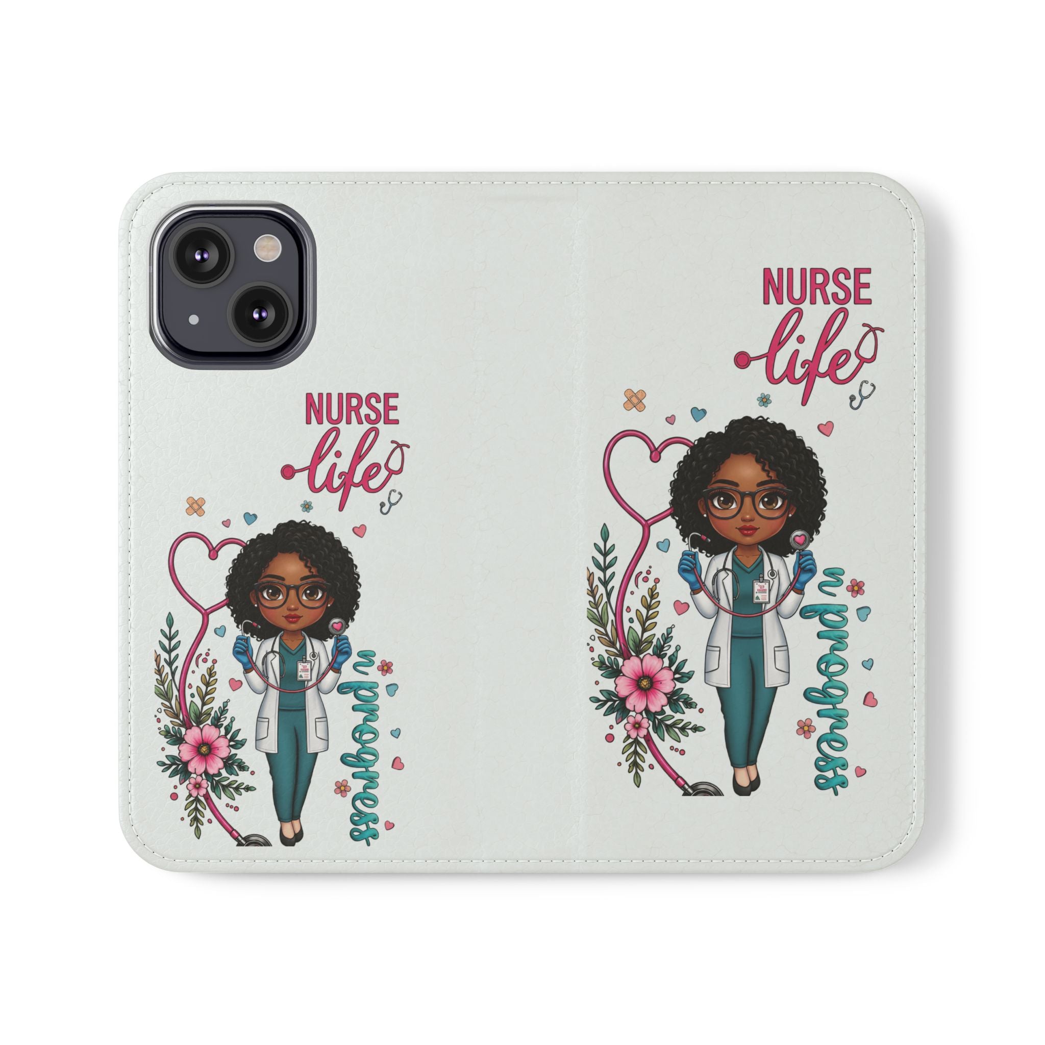 Nurse Life Floral Flip Phone Case - Medical RN Wallet Cover