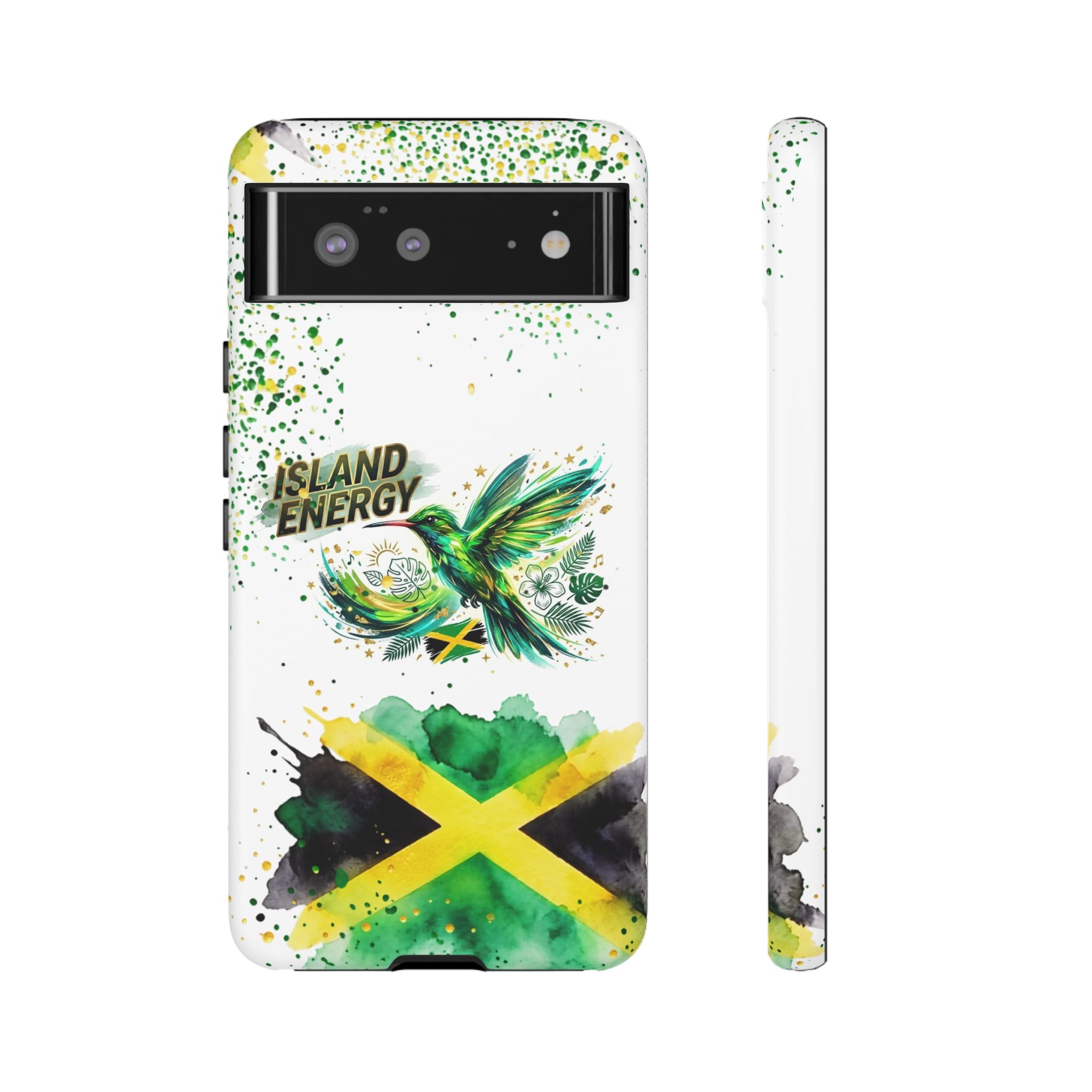 Island Energy Tough Phone Case — Colorful Hummingbird & Tropical Sunset Protective Cover