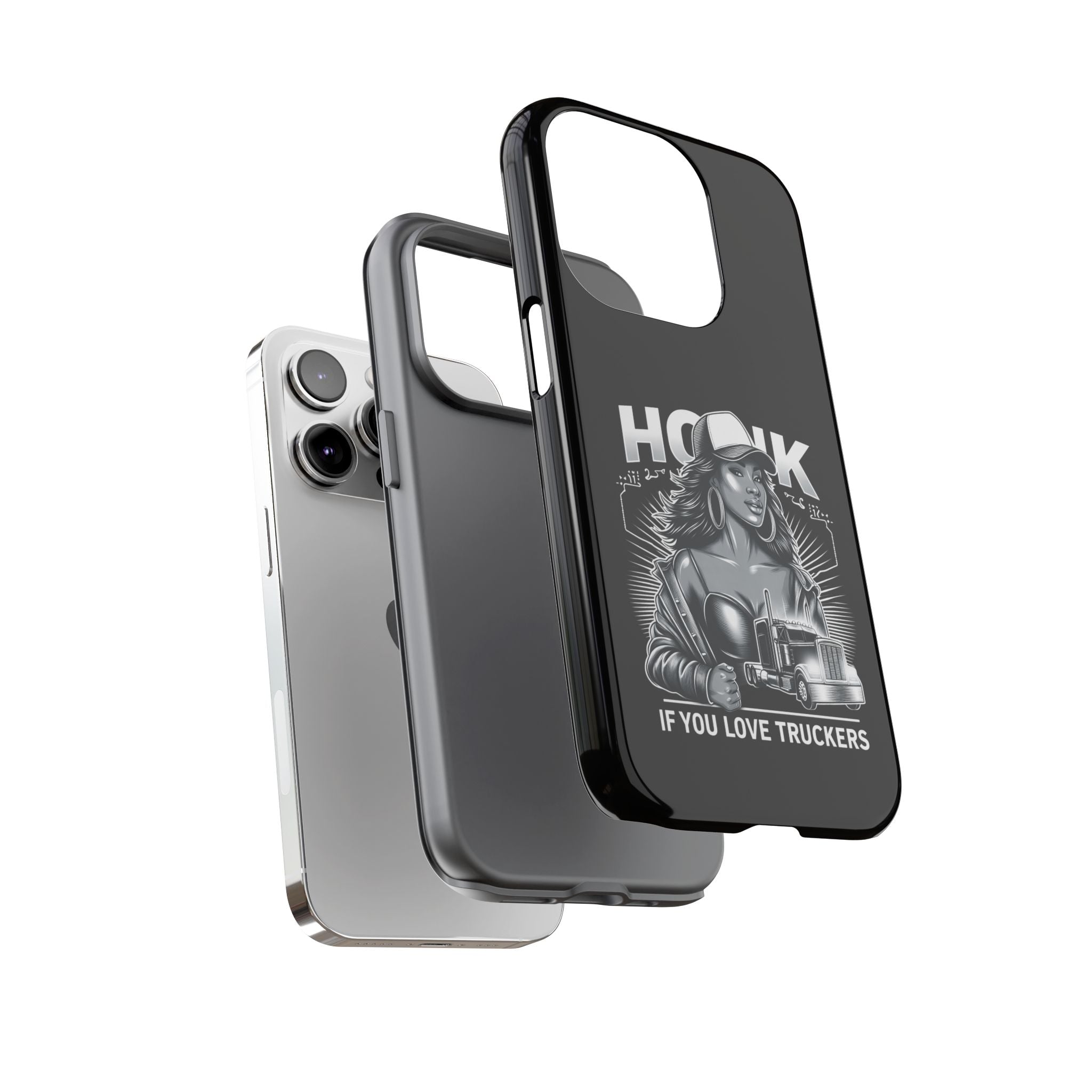 Phone Case — 'Honk' Trucker Girl Retro Semi Truck Protective Case