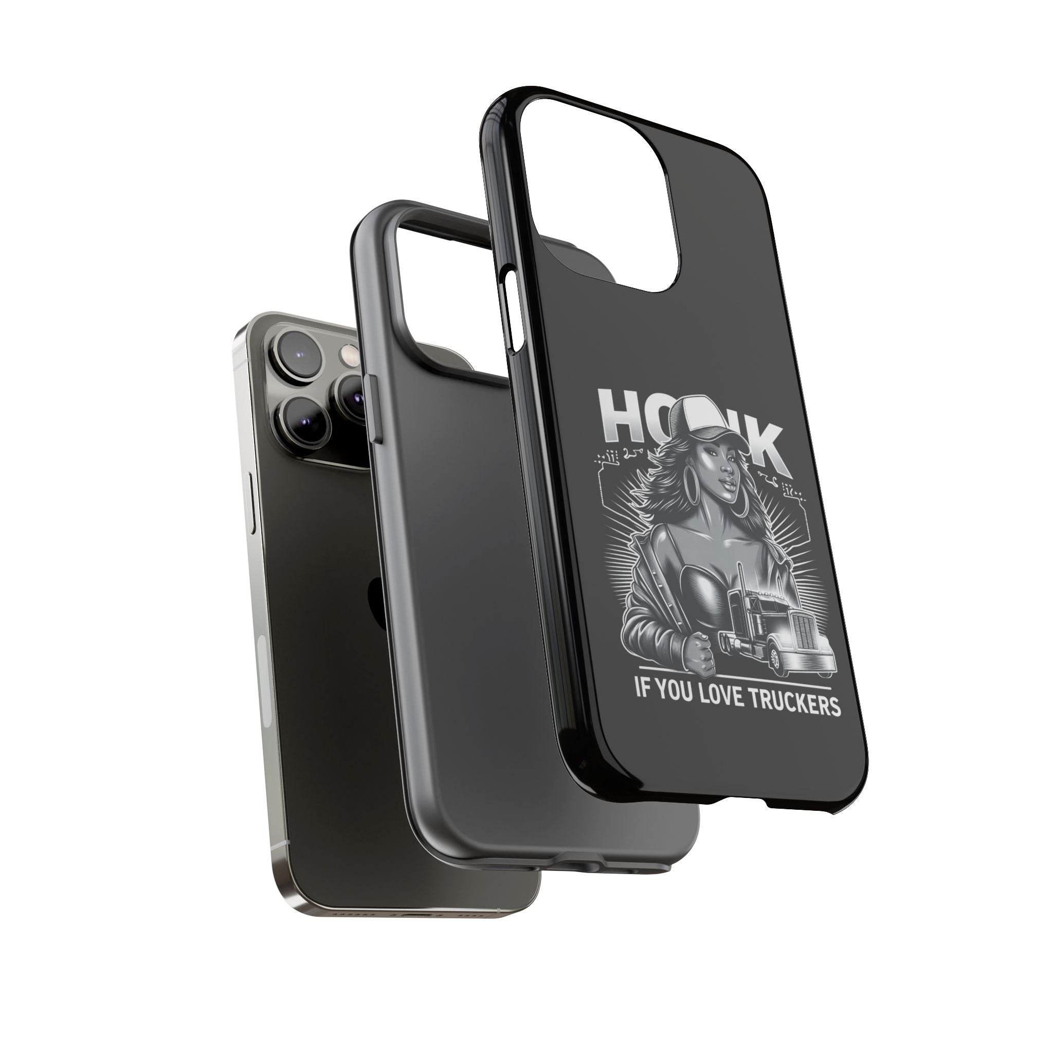 Phone Case — 'Honk' Trucker Girl Retro Semi Truck Protective Case