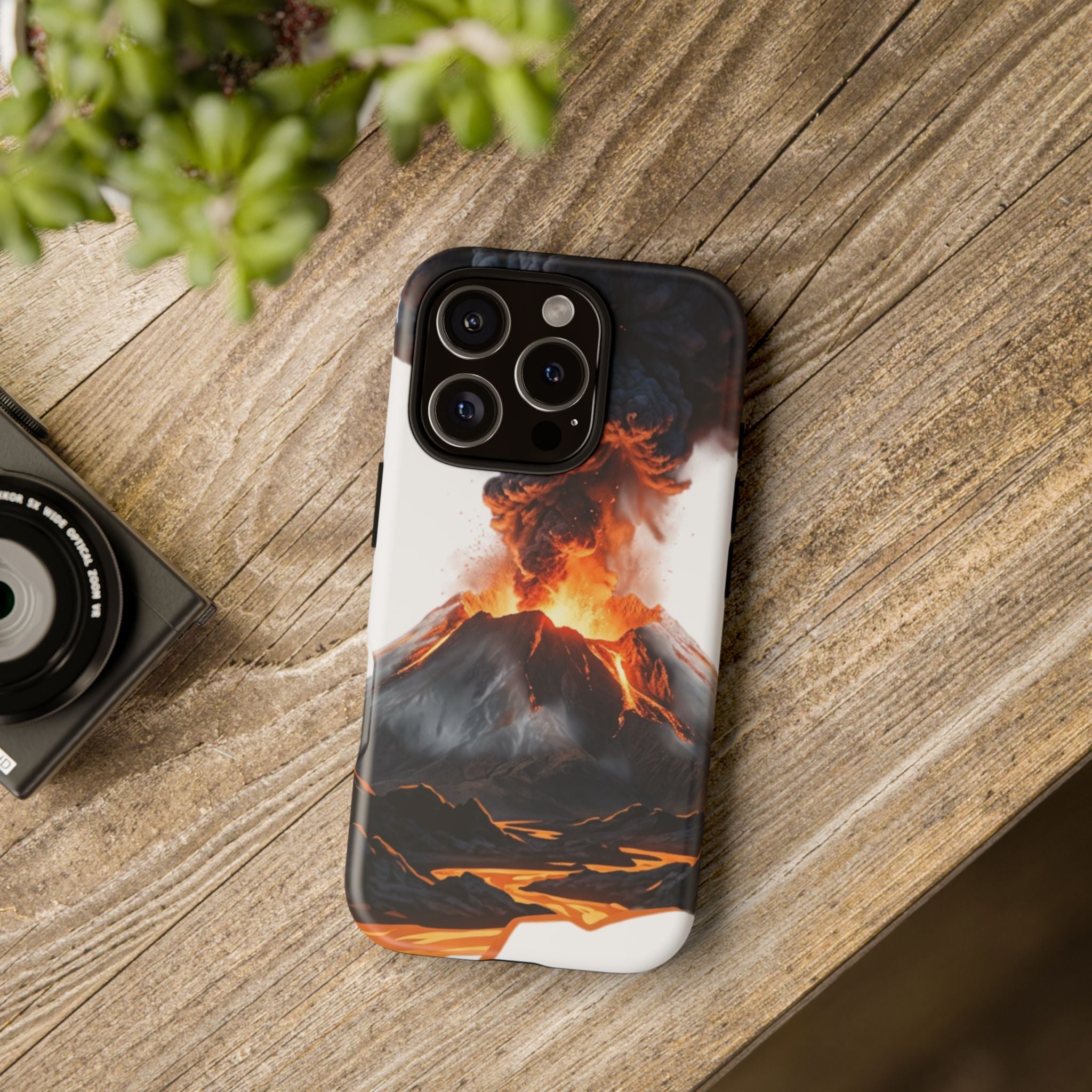 Volcano Eruption Tough Phone Case — Fiery Lava Protective Cover