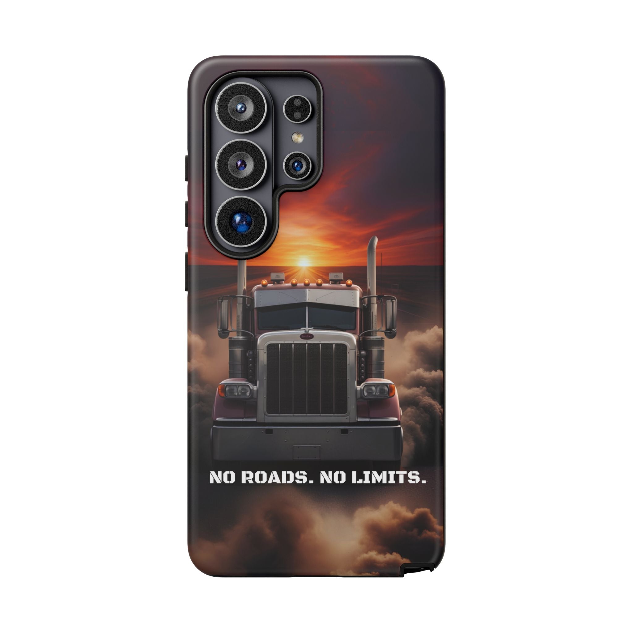 Truck Phone Case — "No Roads. No Limits." Sunset Semi Truck Protective Case