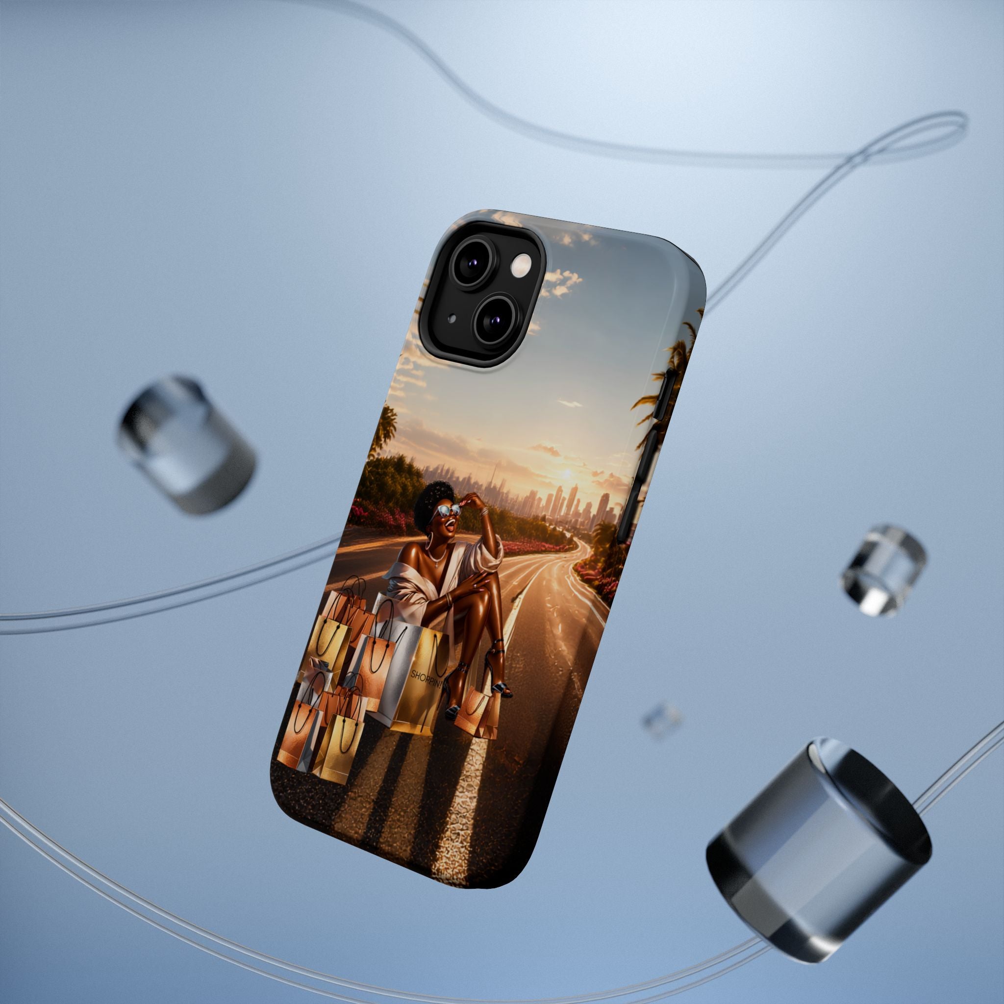 Phone Case - 'Retail Therapy' Magnetic Impact-Resistant Case, Sunset Shopping Design
