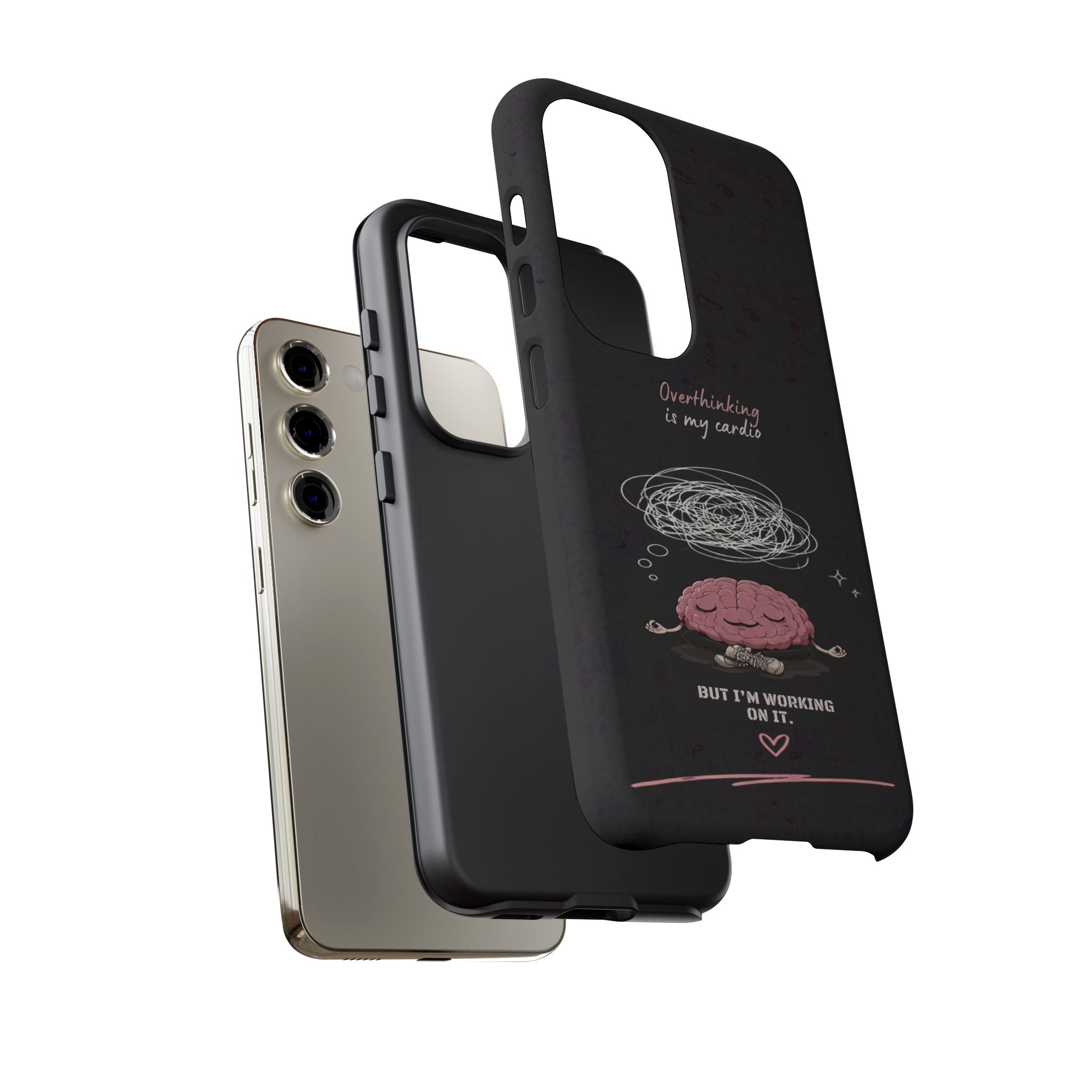Phone Case — "Overthinking Is My Cardio" Cute Meditating Brain Protective Case