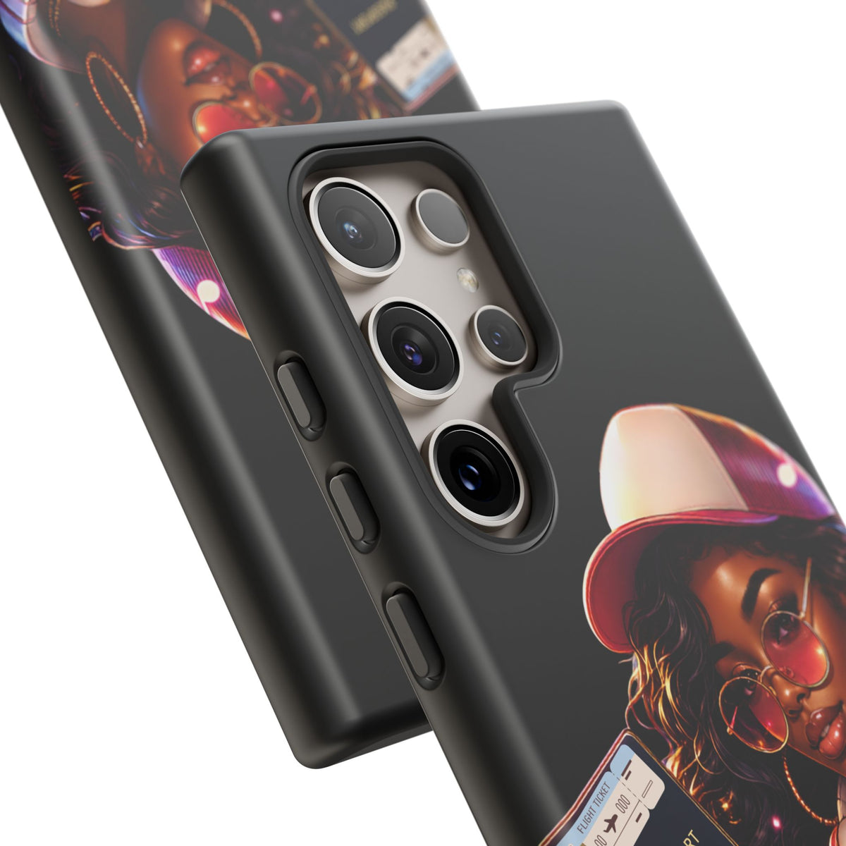 Tough Case – Stylized Urban Girl Phone Case with Headphones & Passport