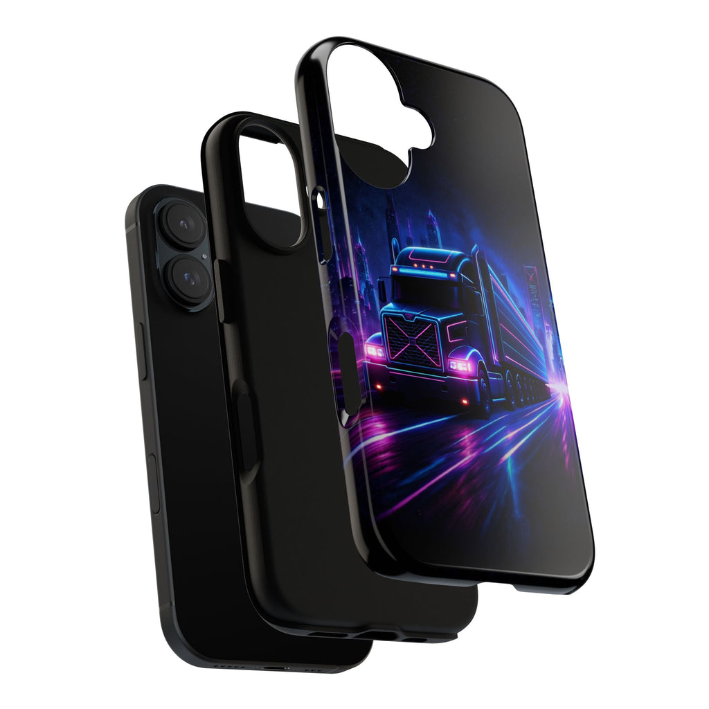 Neon Retro Rig Phone Case — Trucker Semi Truck Nightscape Protective Case