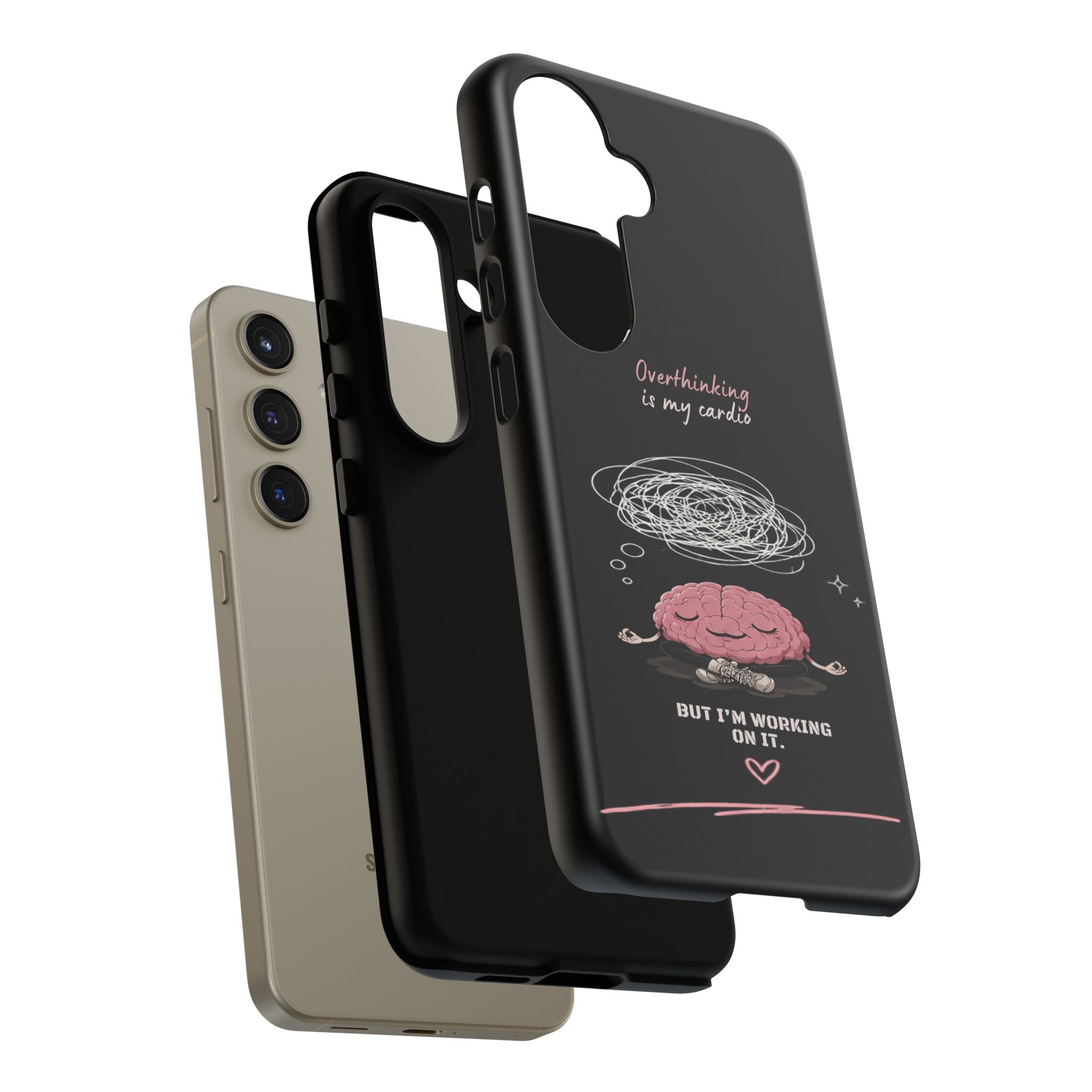 Phone Case — "Overthinking Is My Cardio" Cute Meditating Brain Protective Case