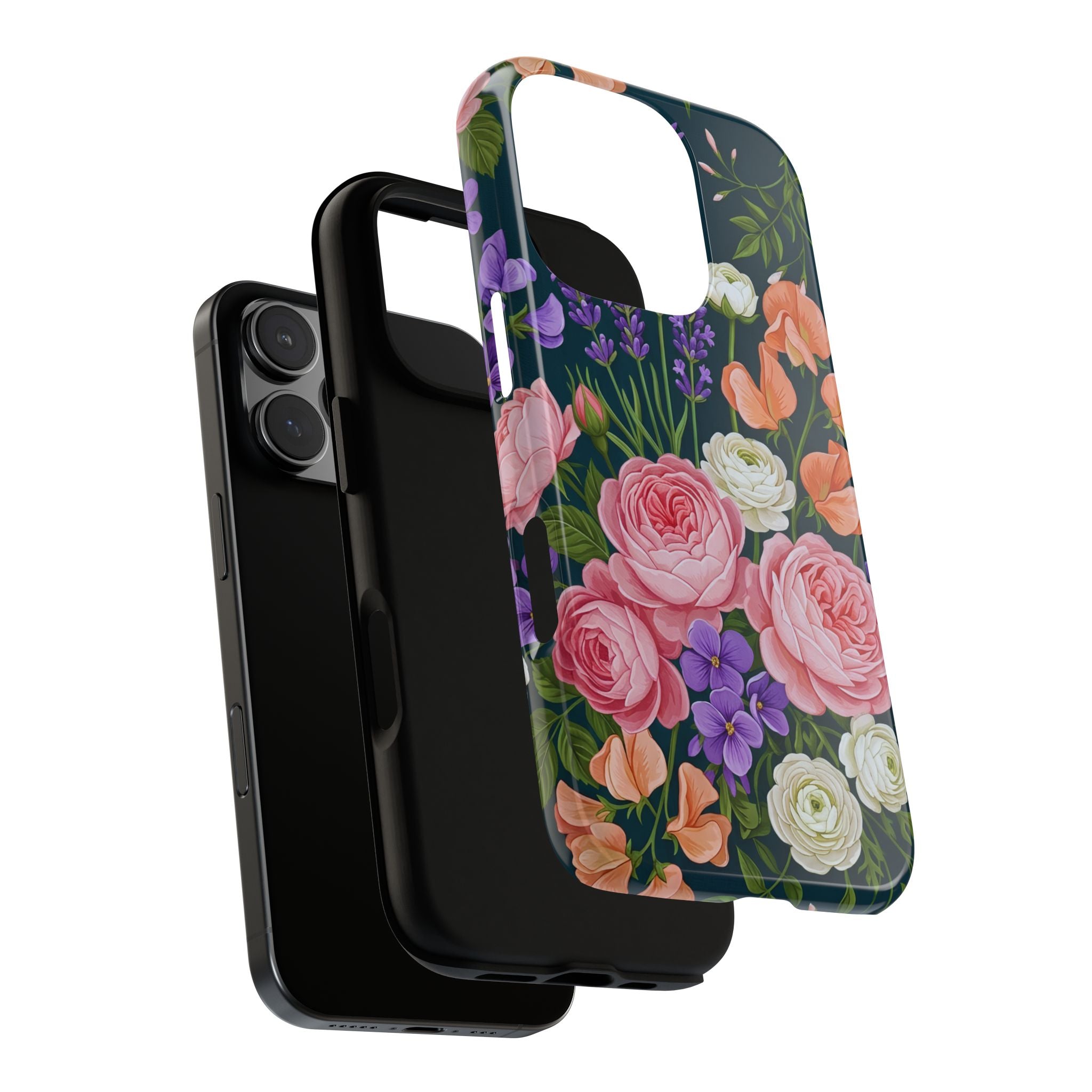Floral Bouquet Phone Case — Vintage Roses & Lavender Protective Cover