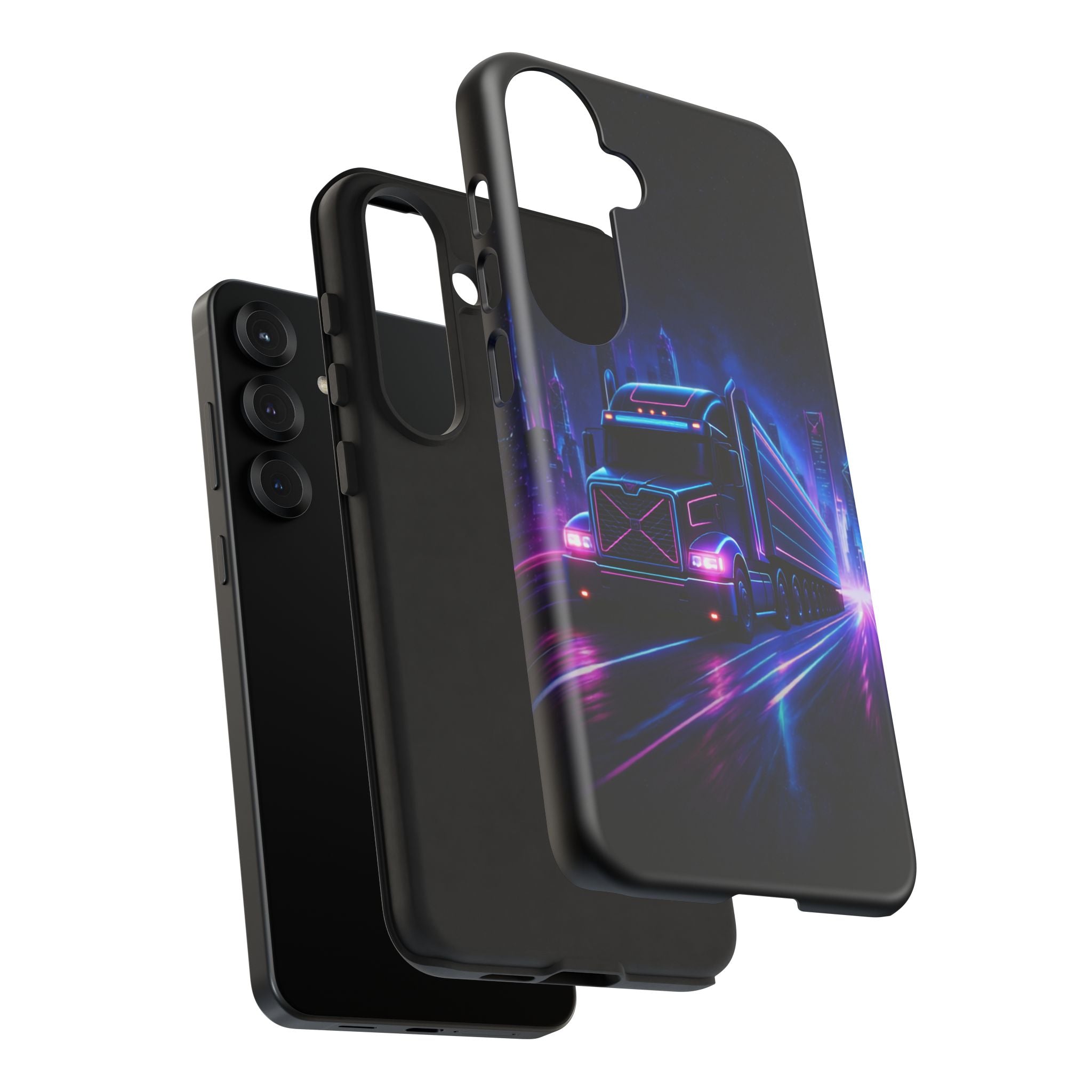 Neon Retro Rig Phone Case — Trucker Semi Truck Nightscape Protective Case