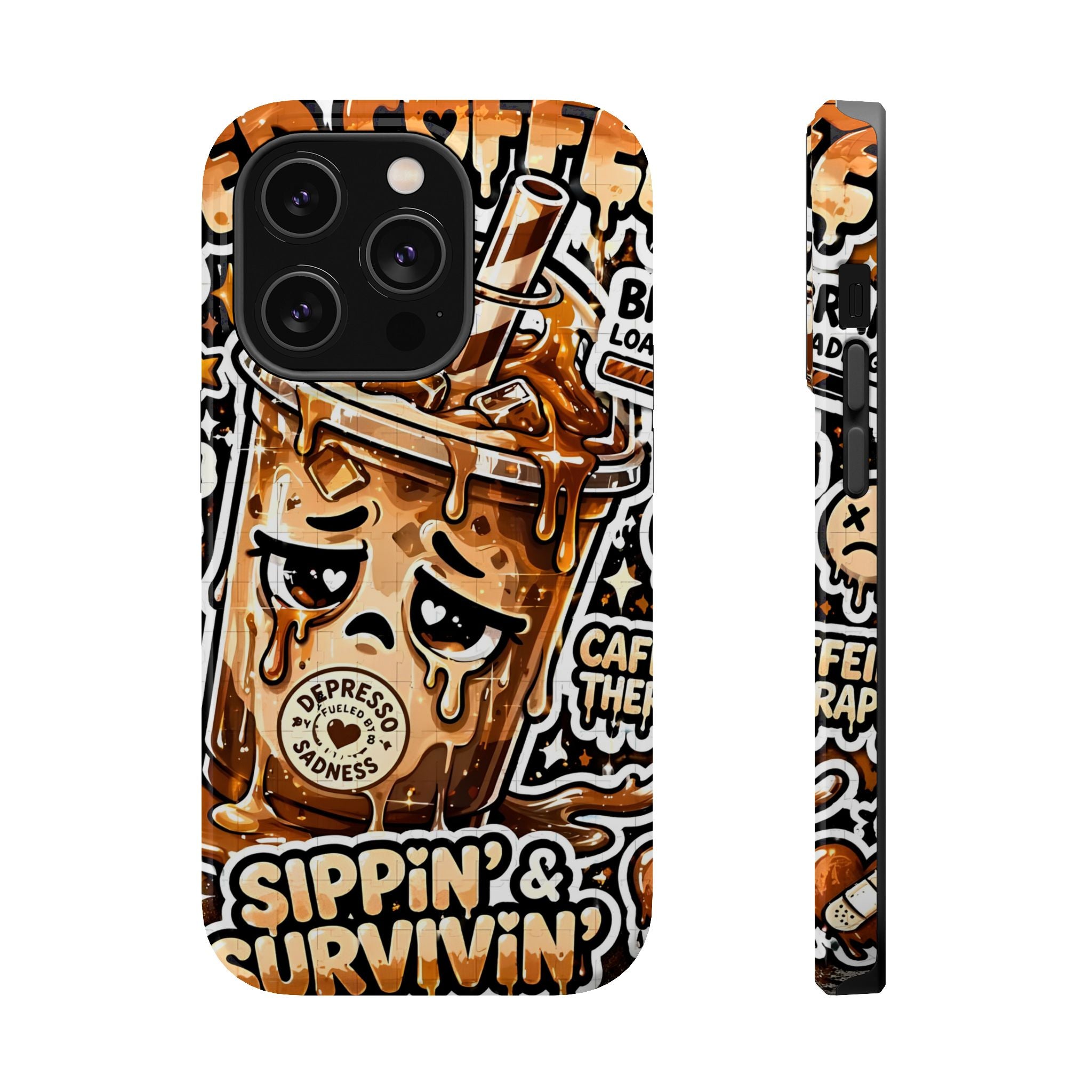 Iced Coffee Phone Case — “Sippin' & Survivin'” Magnetic Impact-Resistant Case