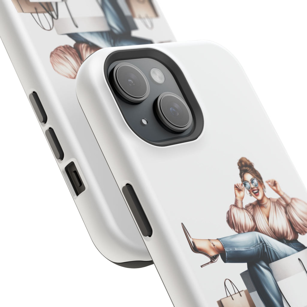 Magnetic Impact-Resistant Case — Luxury Shopper Goddess on Clouds Phone Cover
