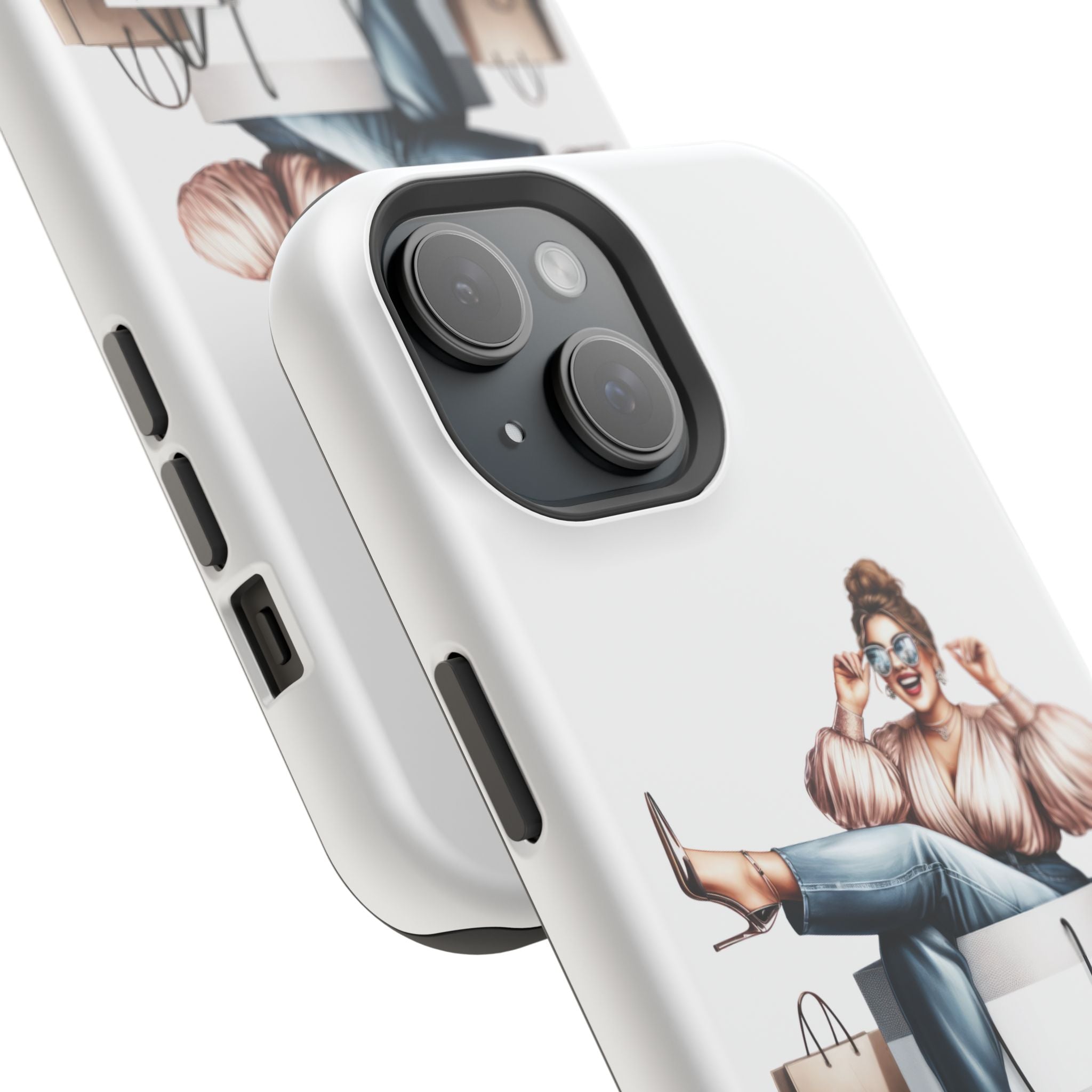 Magnetic Impact-Resistant Case — Luxury Shopper Goddess on Clouds Phone Cover