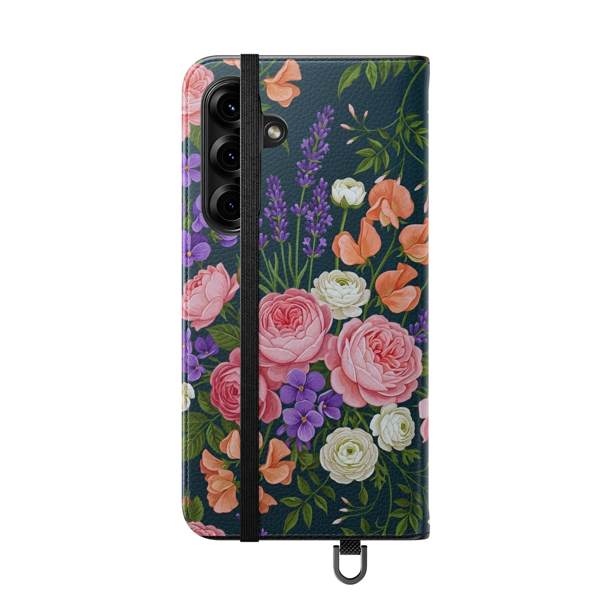 Floral Flip Phone Case -Wallet Cover with Card Slots