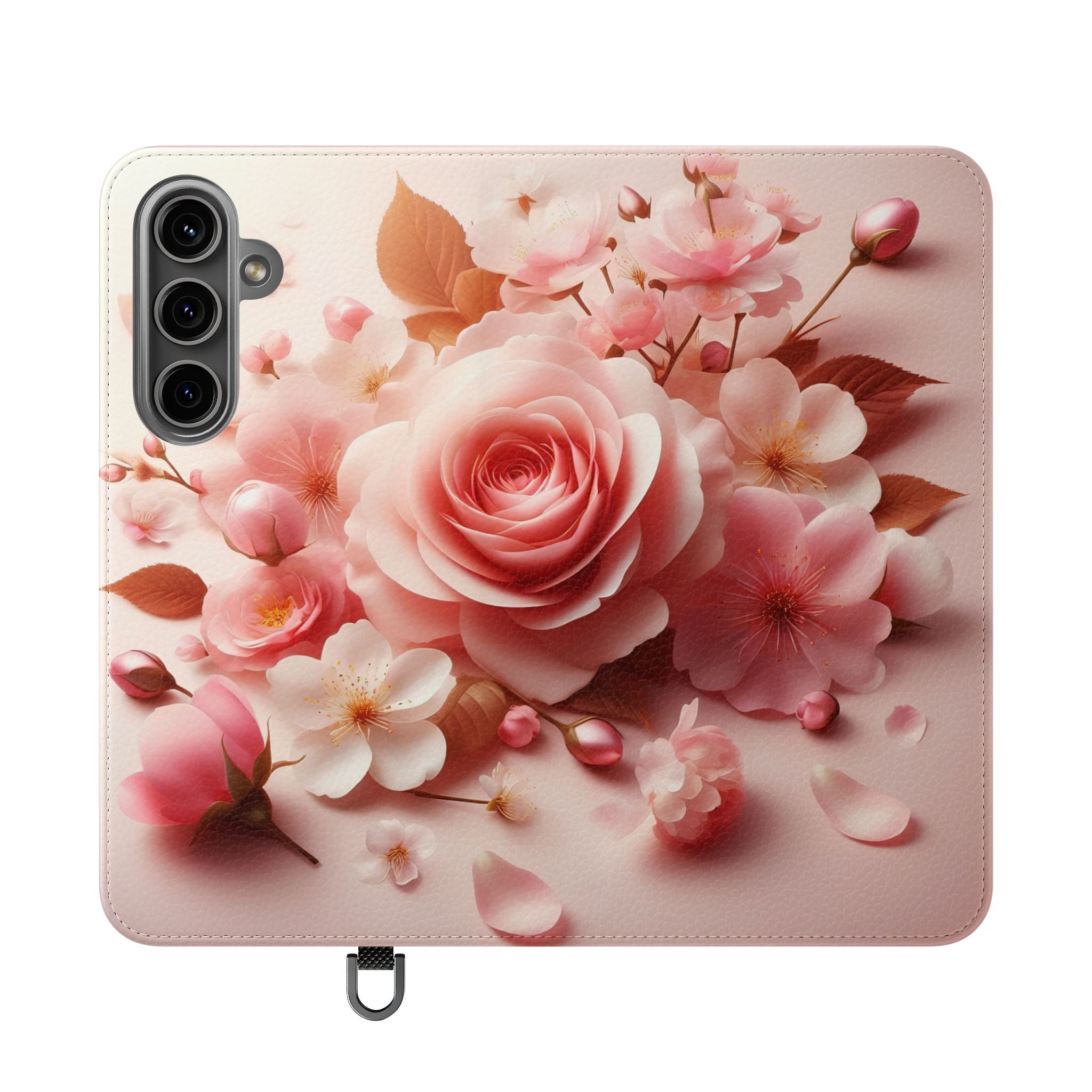 Floral Rose Flip Case — Pink Blossom Wallet Phone Cover