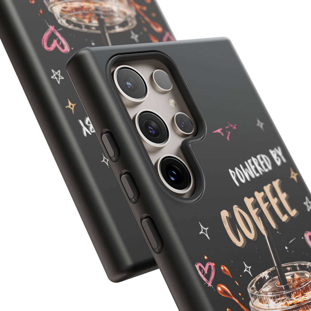 Phone Case — "Powered by Coffee & Chaos" Iced Coffee Protective Cover